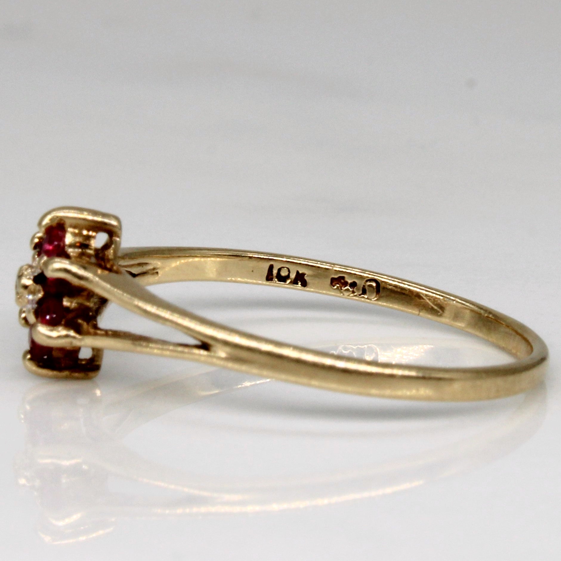 Ruby & Diamond Cluster Ring | 0.09ctw, 0.01ct | SZ 7.25 |