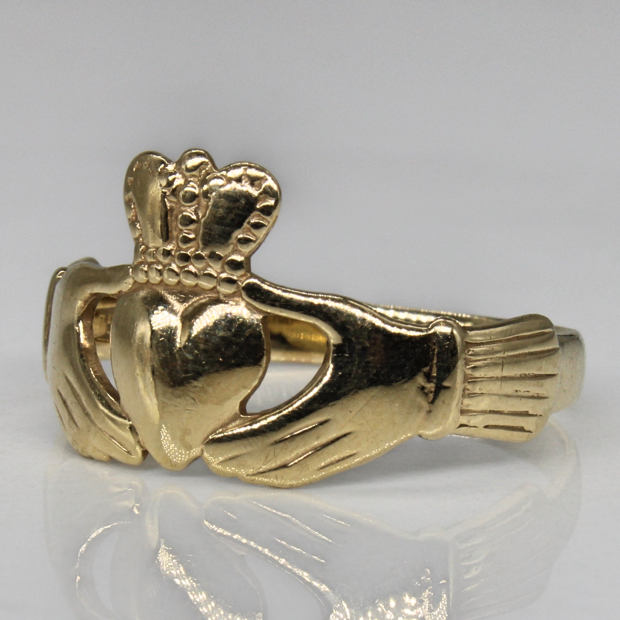 1980s Yellow Gold Claddagh Ring | SZ 10 |