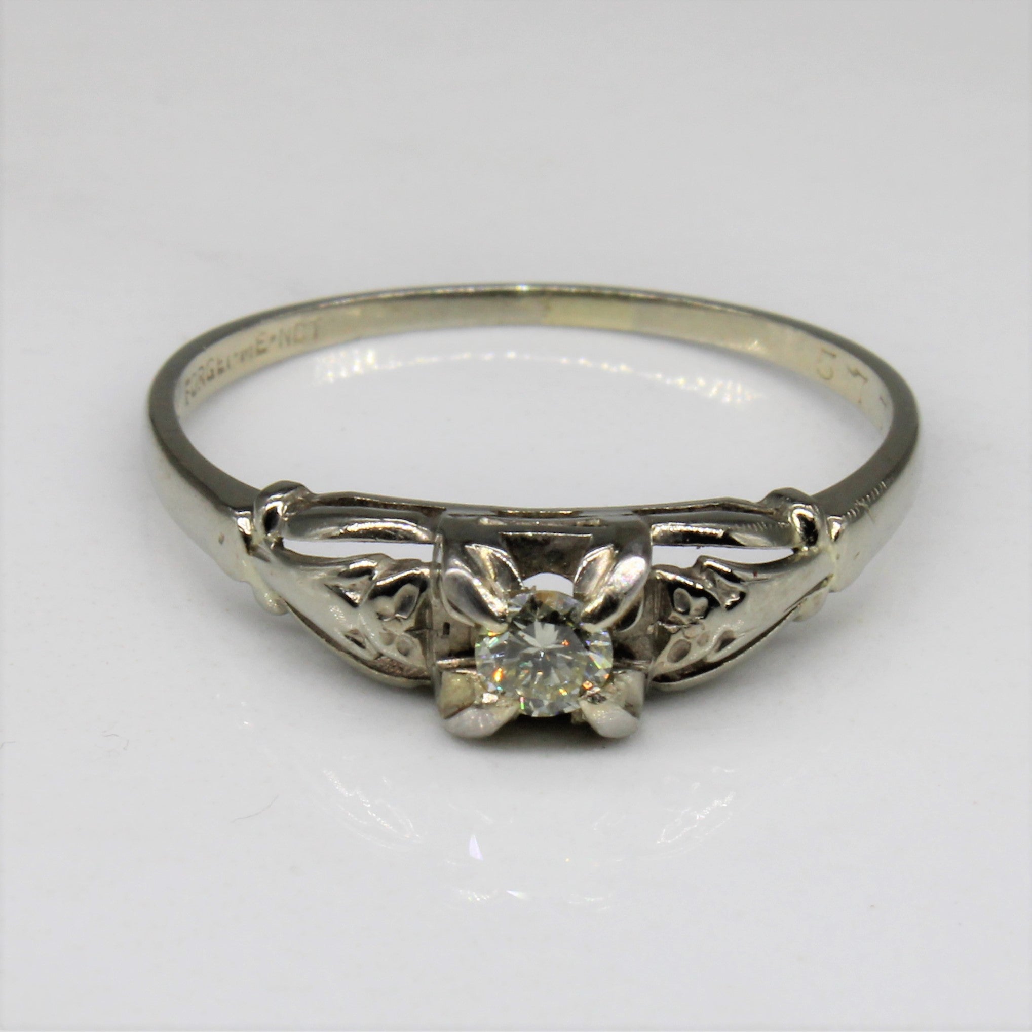 Bague solitaire Art Déco « Ne m’oubliez pas » | 0,11 ct | Taille 7,5 |