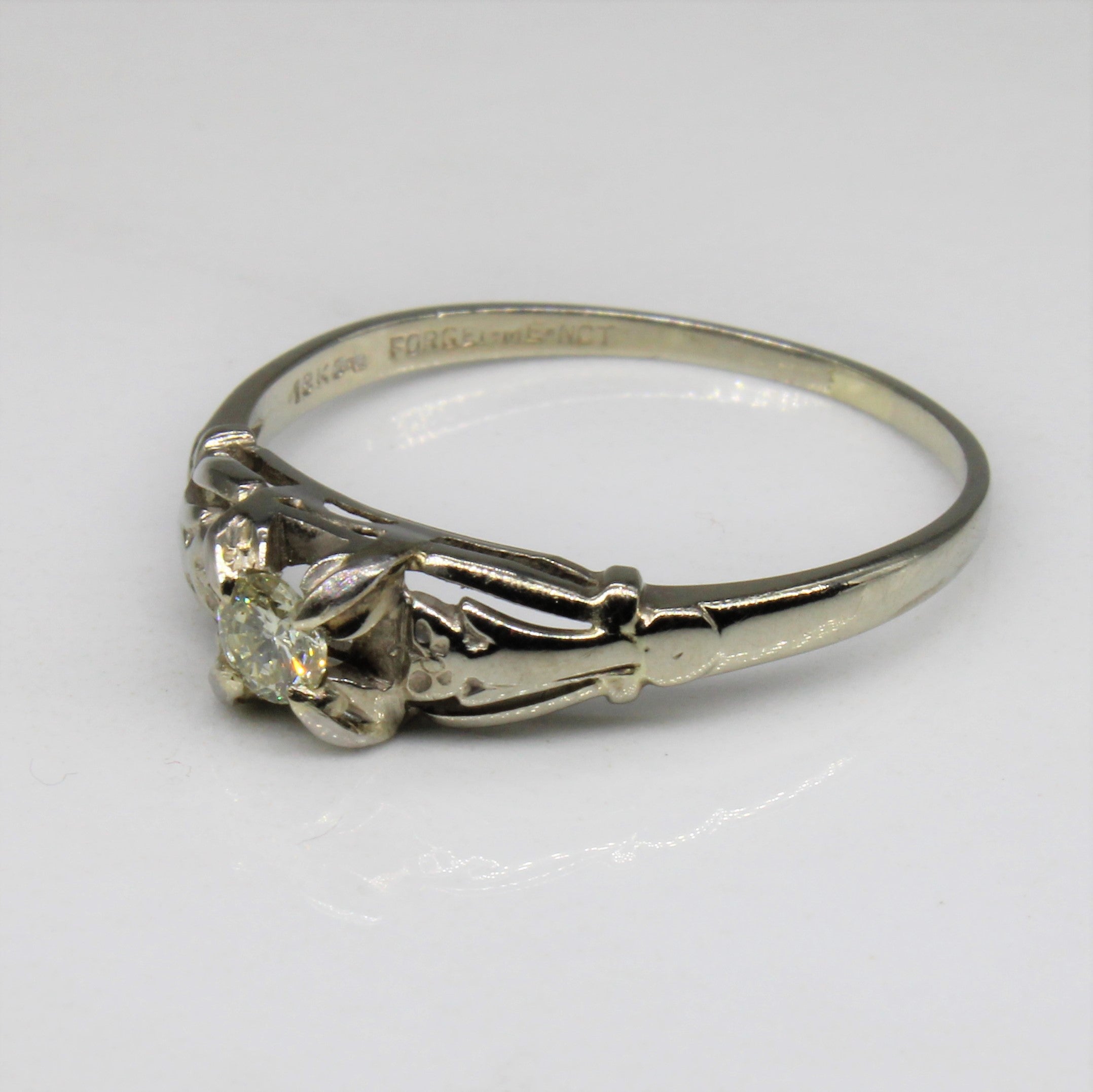 Bague solitaire Art Déco « Ne m’oubliez pas » | 0,11 ct | Taille 7,5 |