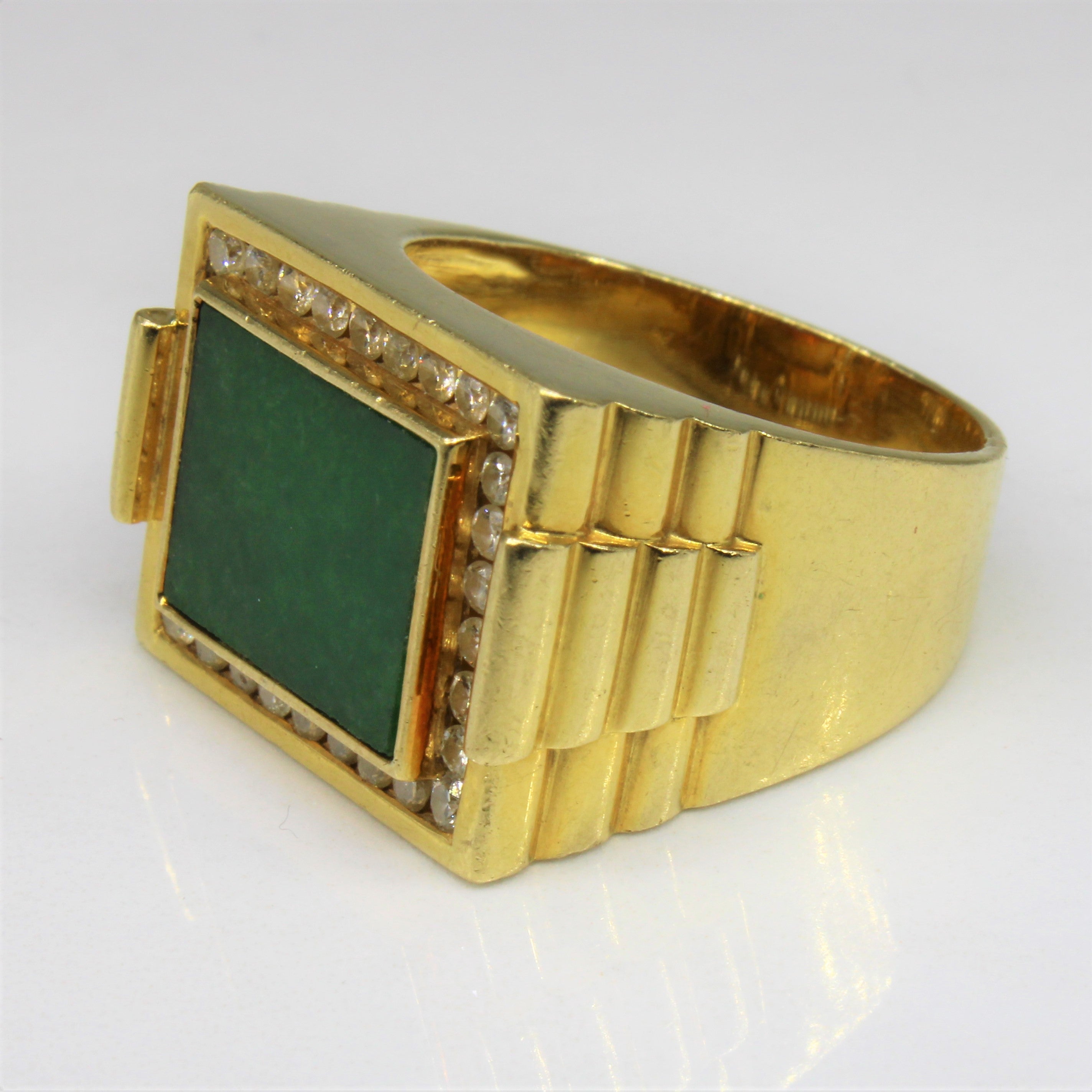 Jade & Diamond Cocktail Ring | 1.50ct, 0.32ctw | SZ 8 |