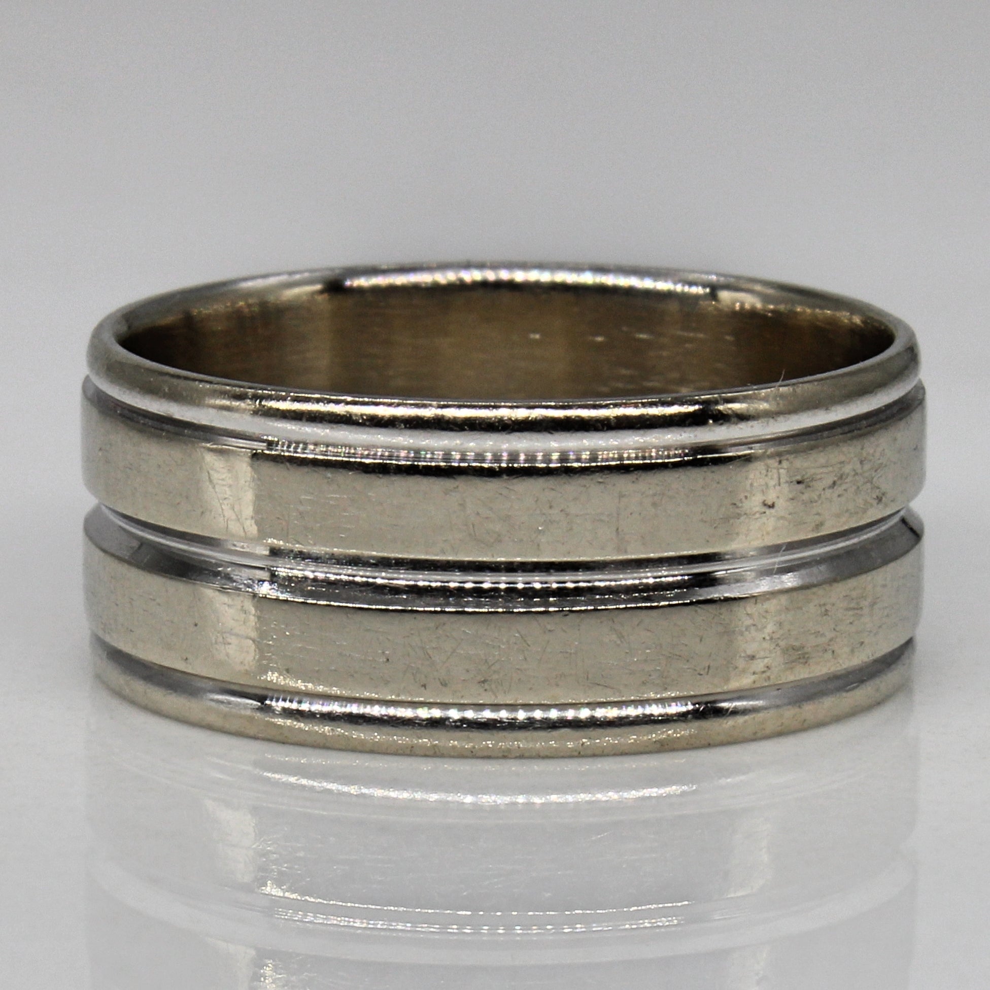 Grooved White Gold Band | SZ 11 |