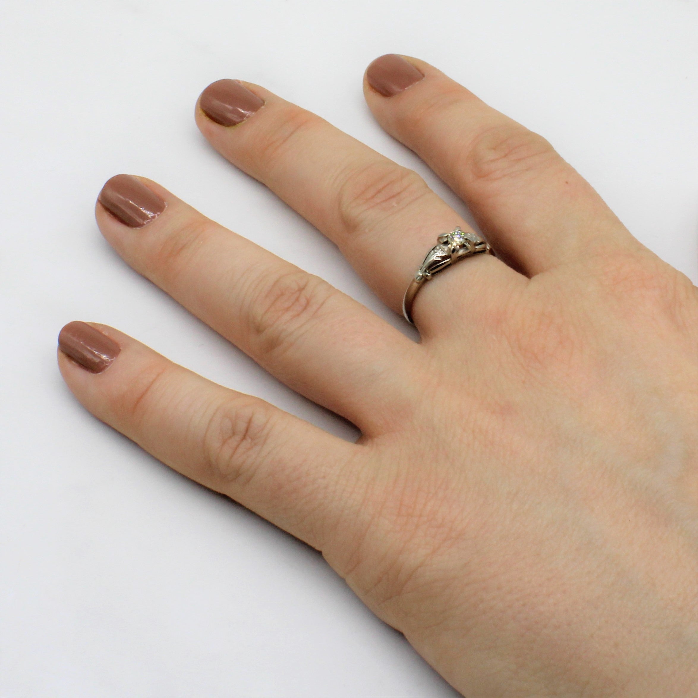 Bague solitaire Art Déco « Ne m’oubliez pas » | 0,11 ct | Taille 7,5 |