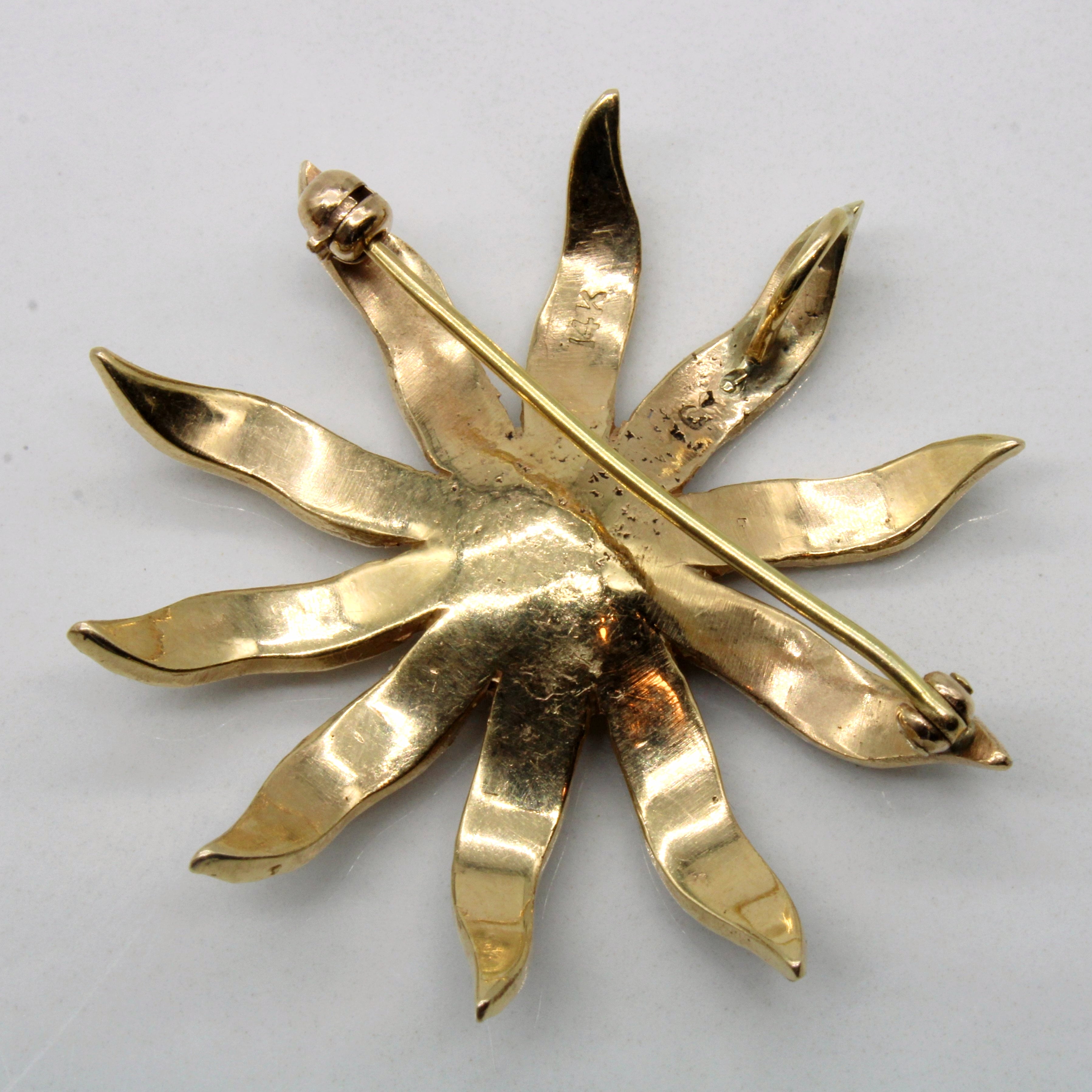 Mid Century Jadeite & Pearl Sun Brooch | 1.50ct |