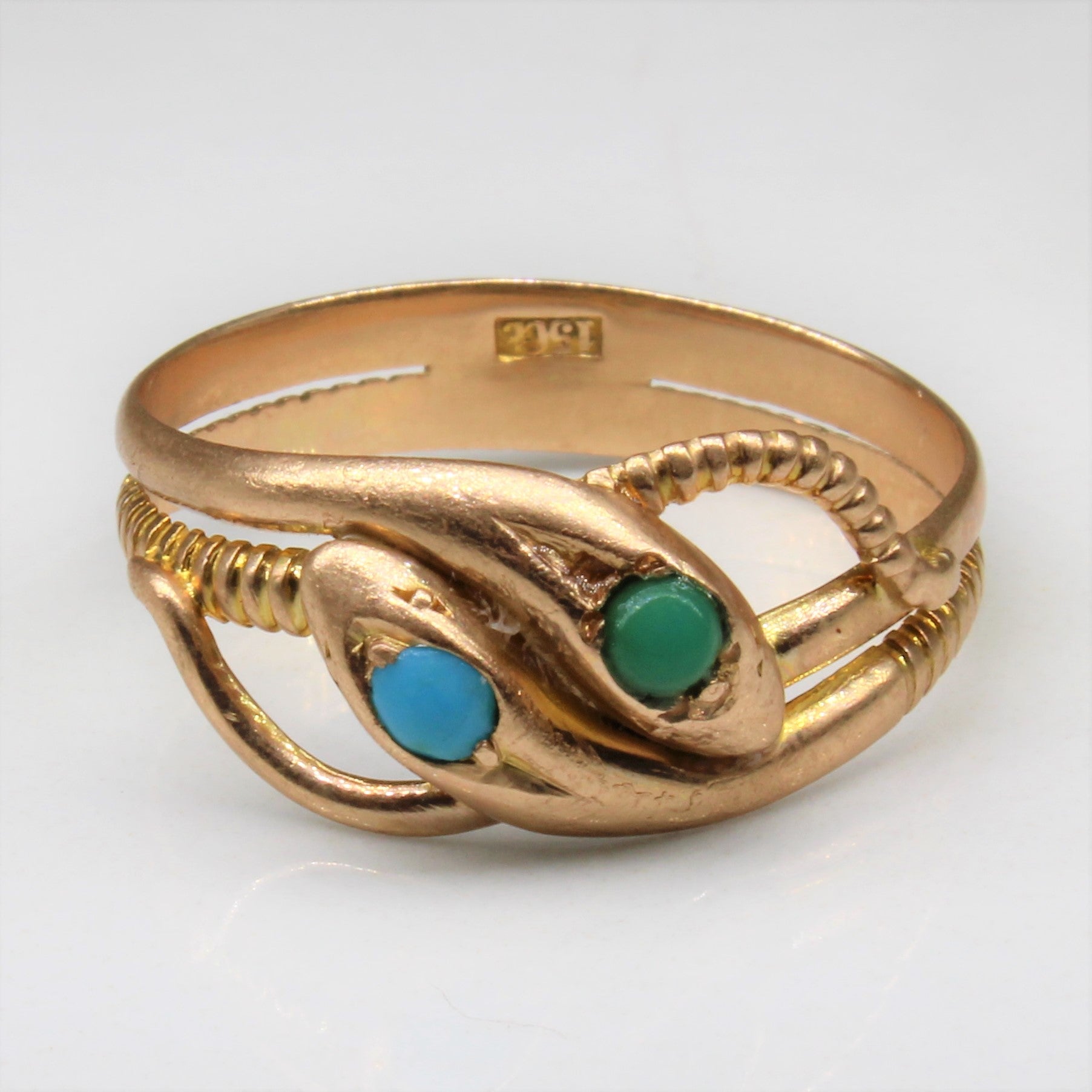 Bague serpent en turquoise victorienne | 0,12 ct | Taille 6,5 |