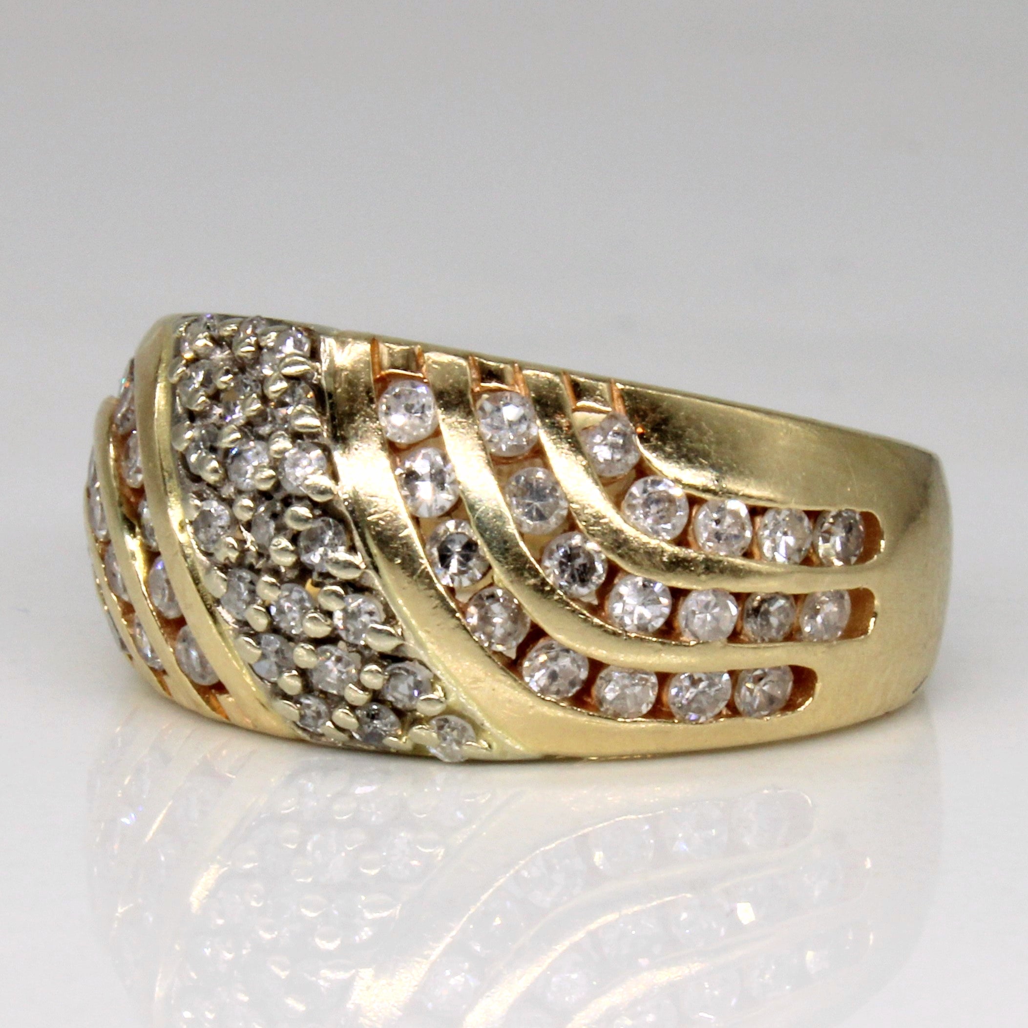 Diamond Cluster Wave Ring | 0.81ctw | SZ 7.25 |