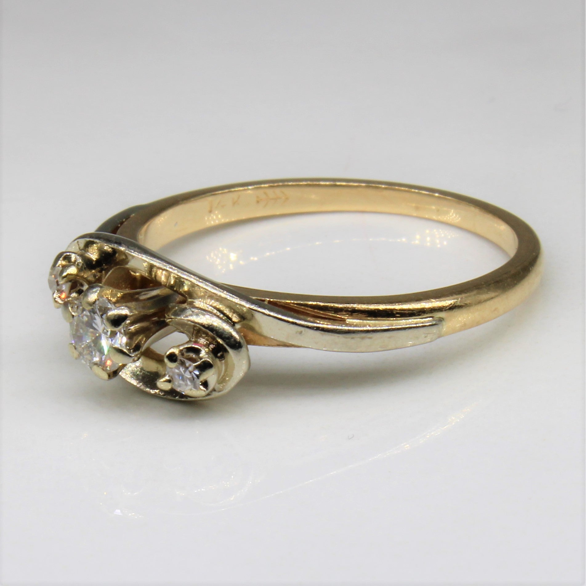 Three Stone Diamond Bypass Ring | 0.16ctw | SZ 7 |