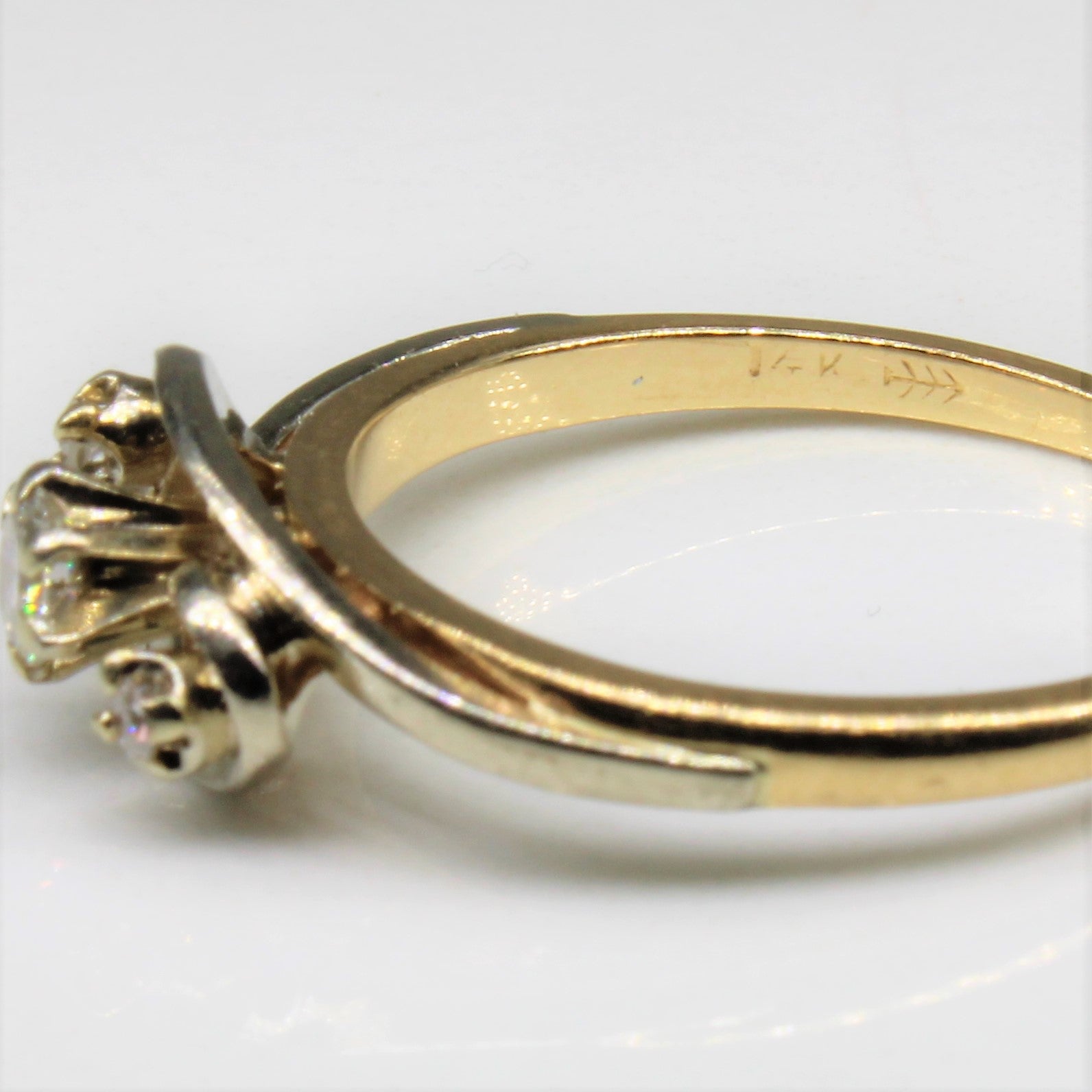 Three Stone Diamond Bypass Ring | 0.16ctw | SZ 7 |