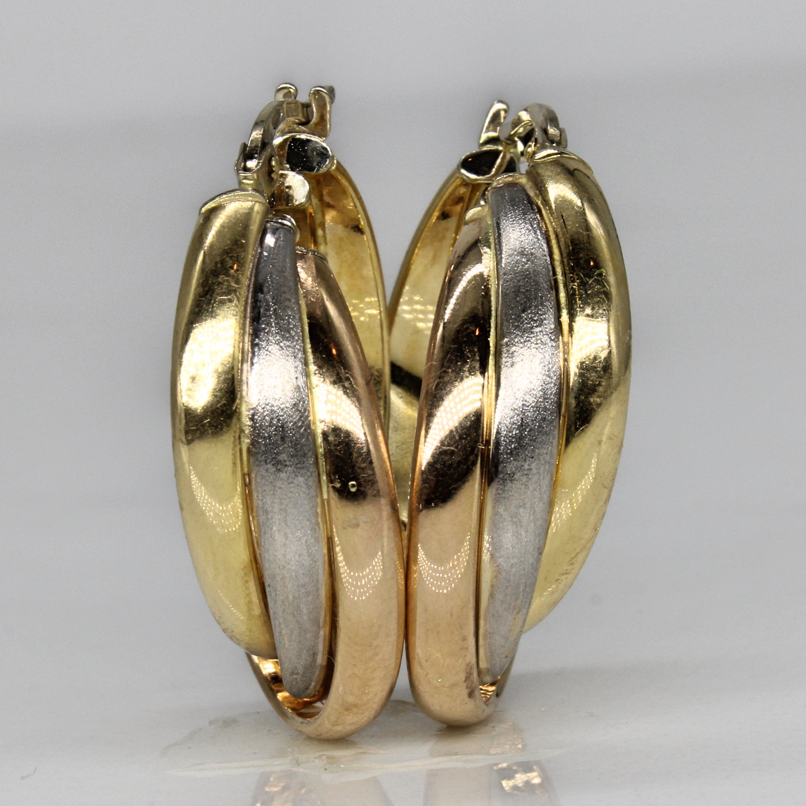 Tri Tone Spiral Hoops |