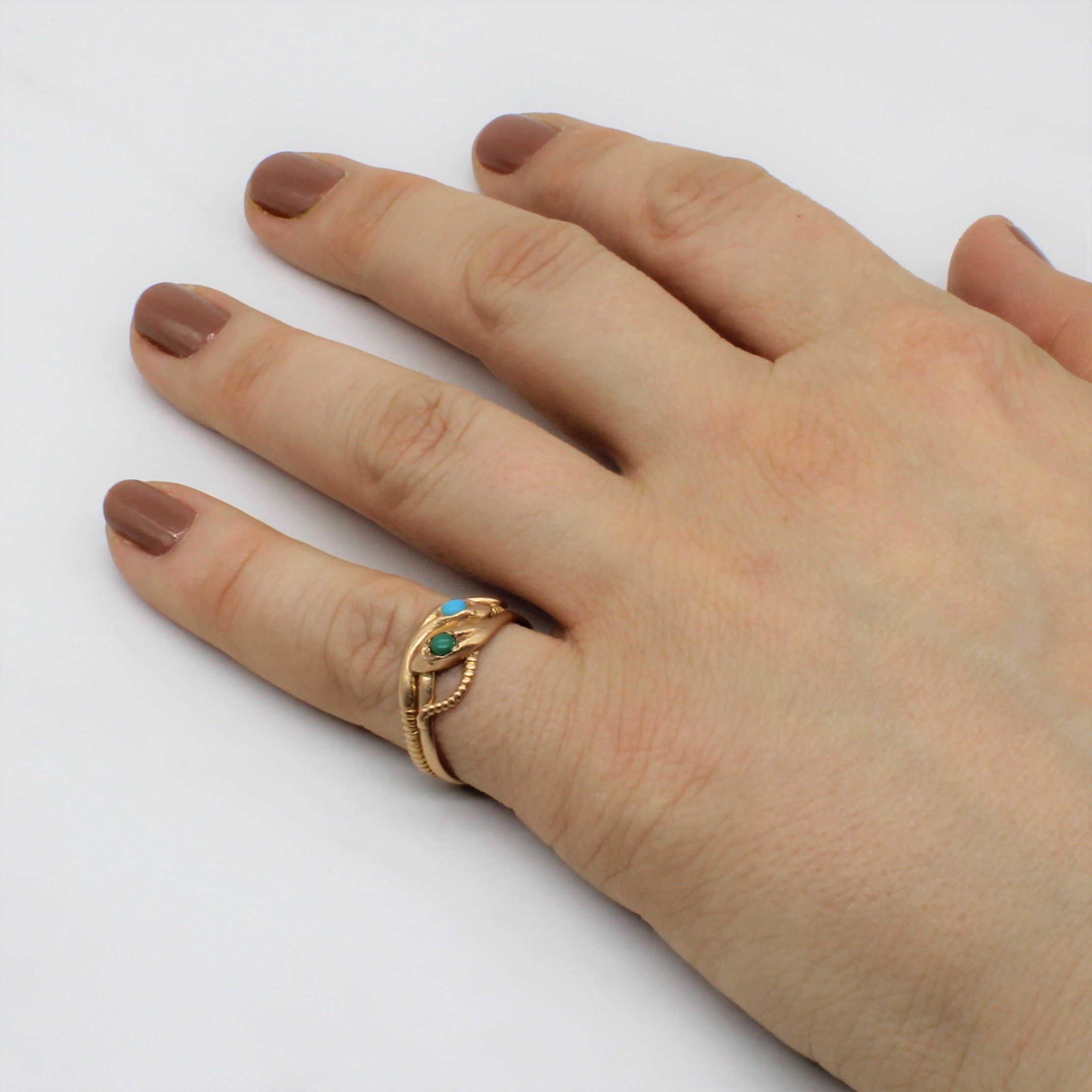 Victorian Turquoise Snake Ring | 0.12ctw | SZ 6.5 |