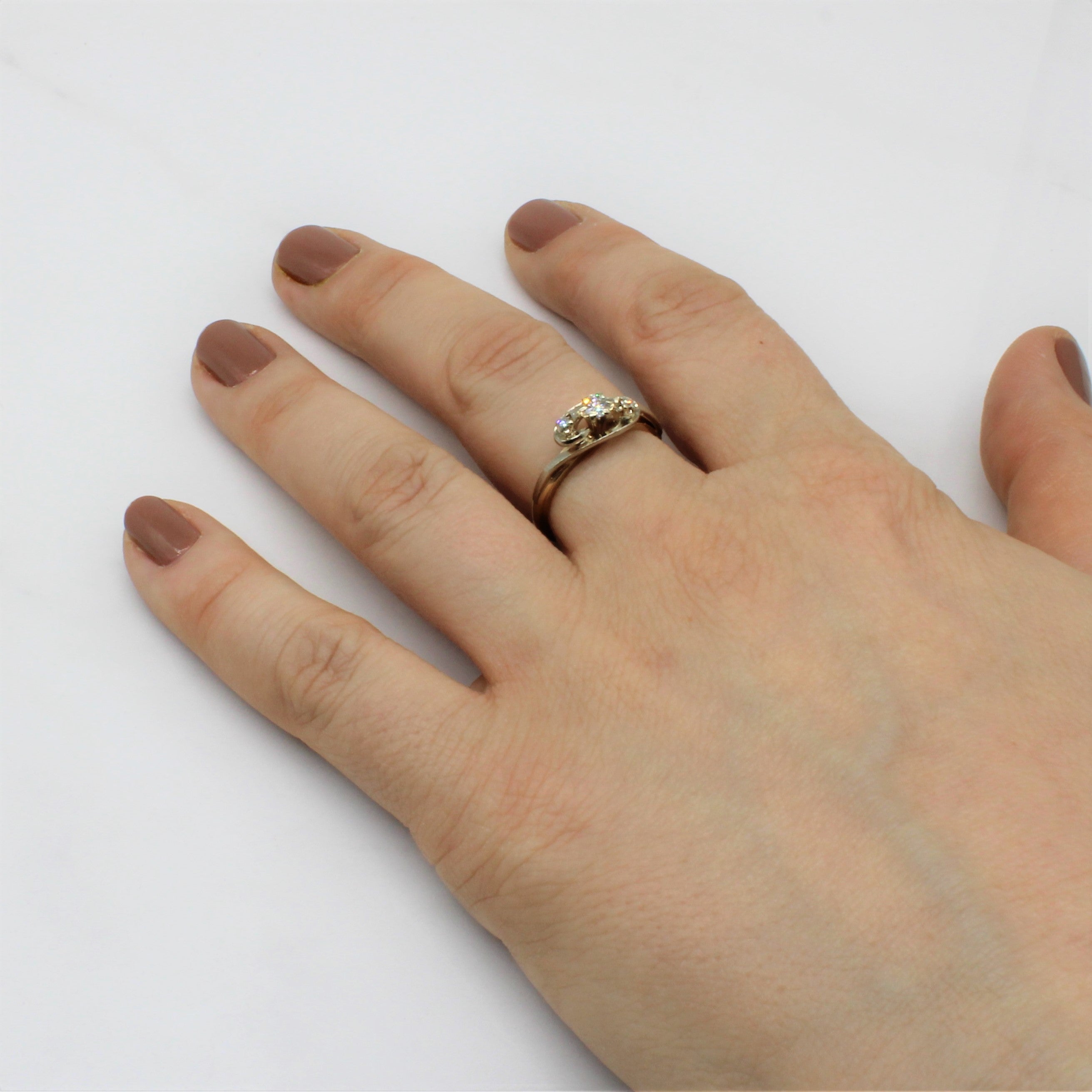 Three Stone Diamond Bypass Ring | 0.16ctw | SZ 7 |
