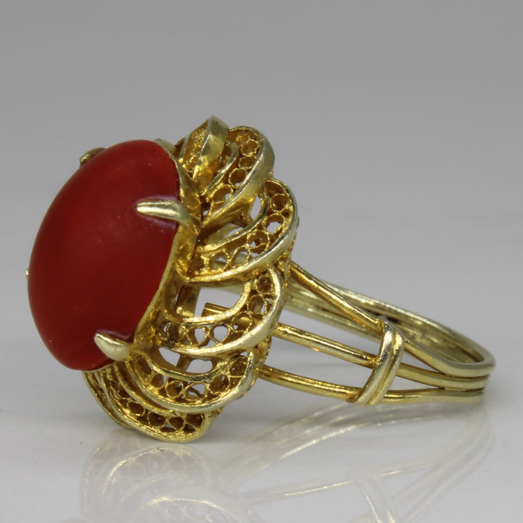 Vivid Coral Cocktail Ring | 2.00ct | SZ 4.75 |