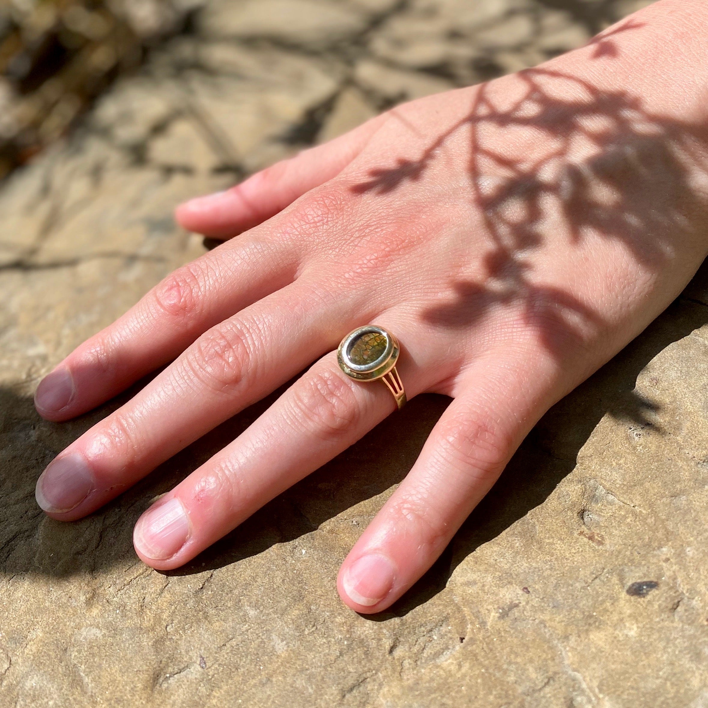 Bezel Set Ammolite Ring | 1.00ct | SZ 6.5 |
