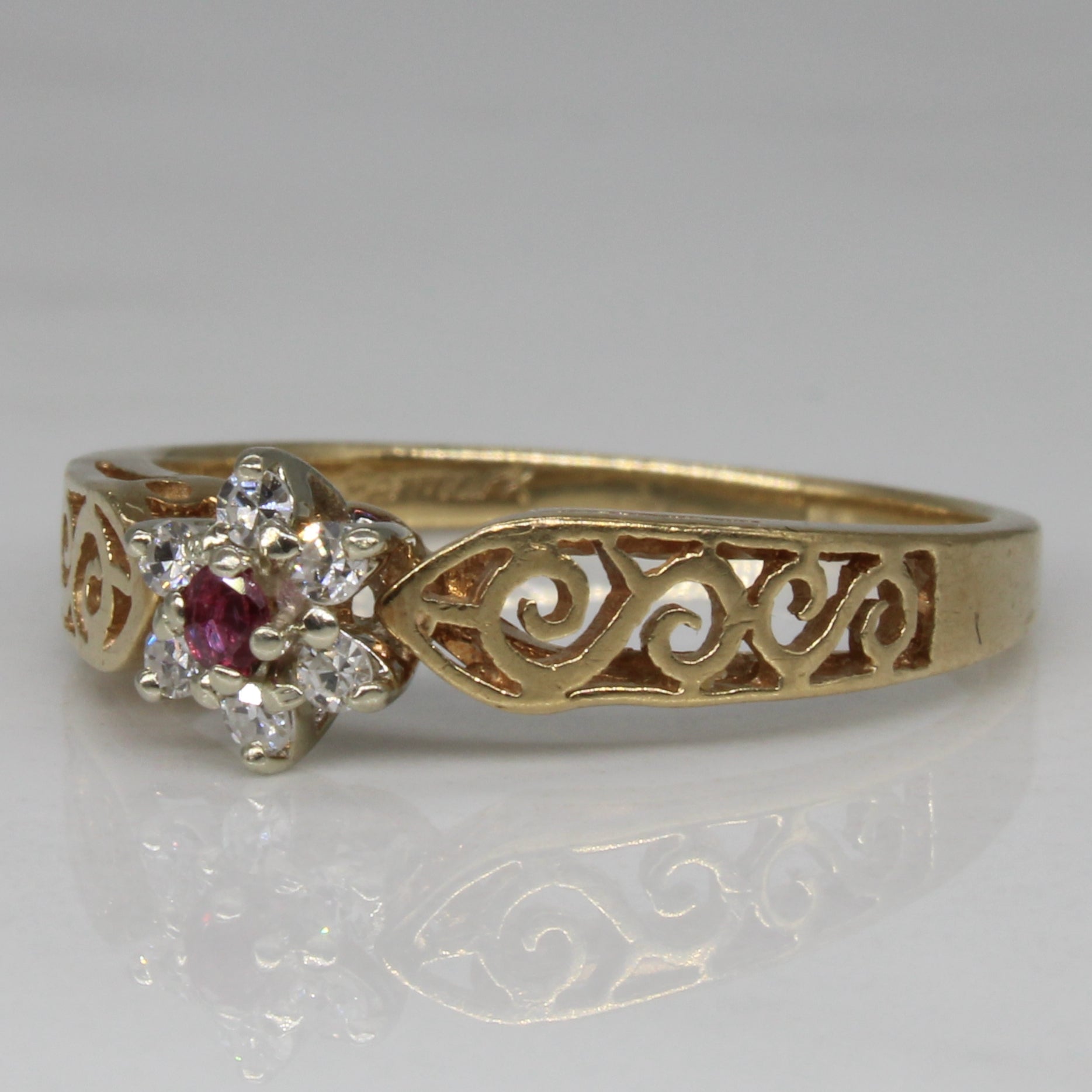 Diamond & Ruby Cocktail Ring | 0.06ctw, 0.03ct | SZ 6.75 |