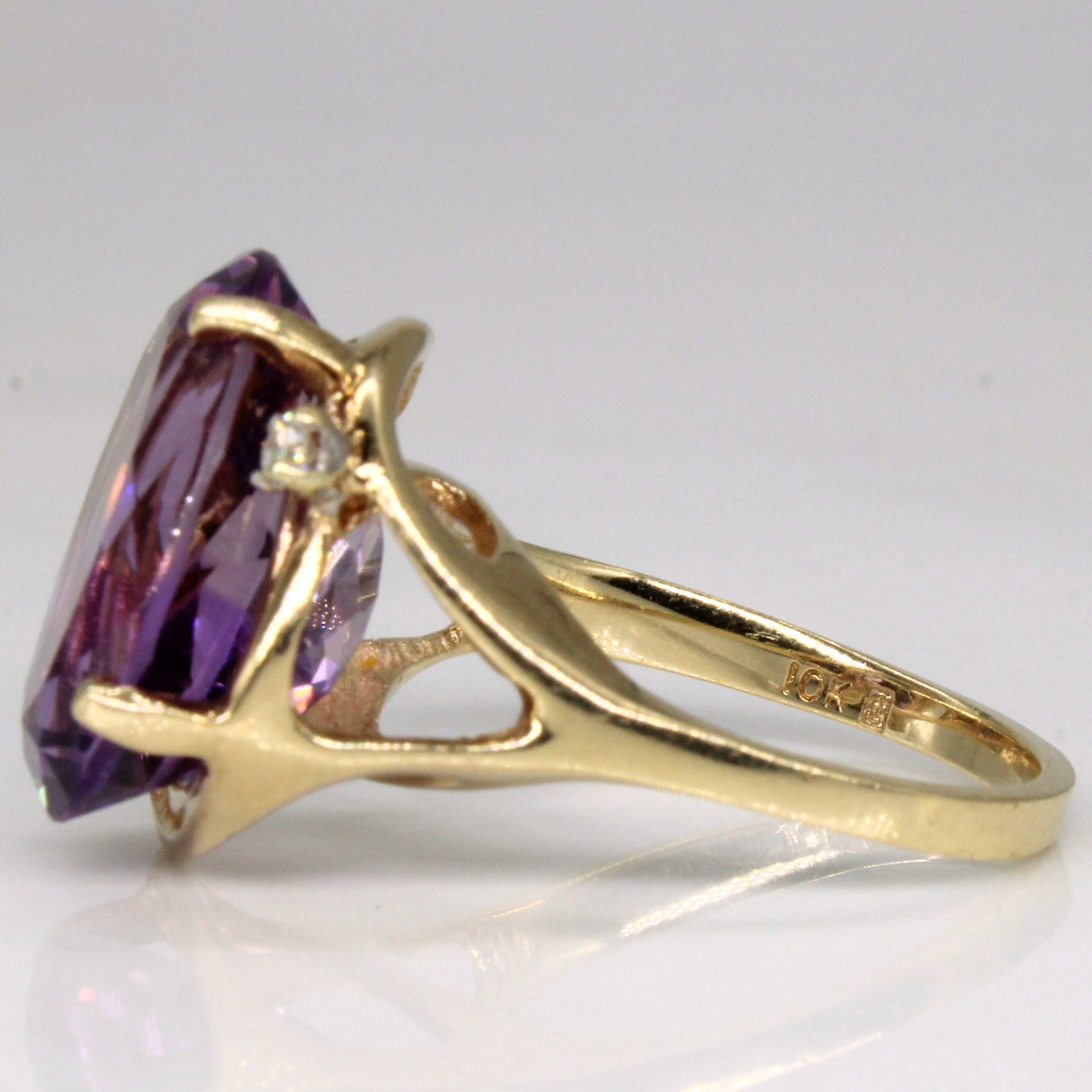 Amethyst & Diamond Cocktail Ring | 7.65ct, 0.03ct | SZ 7 |