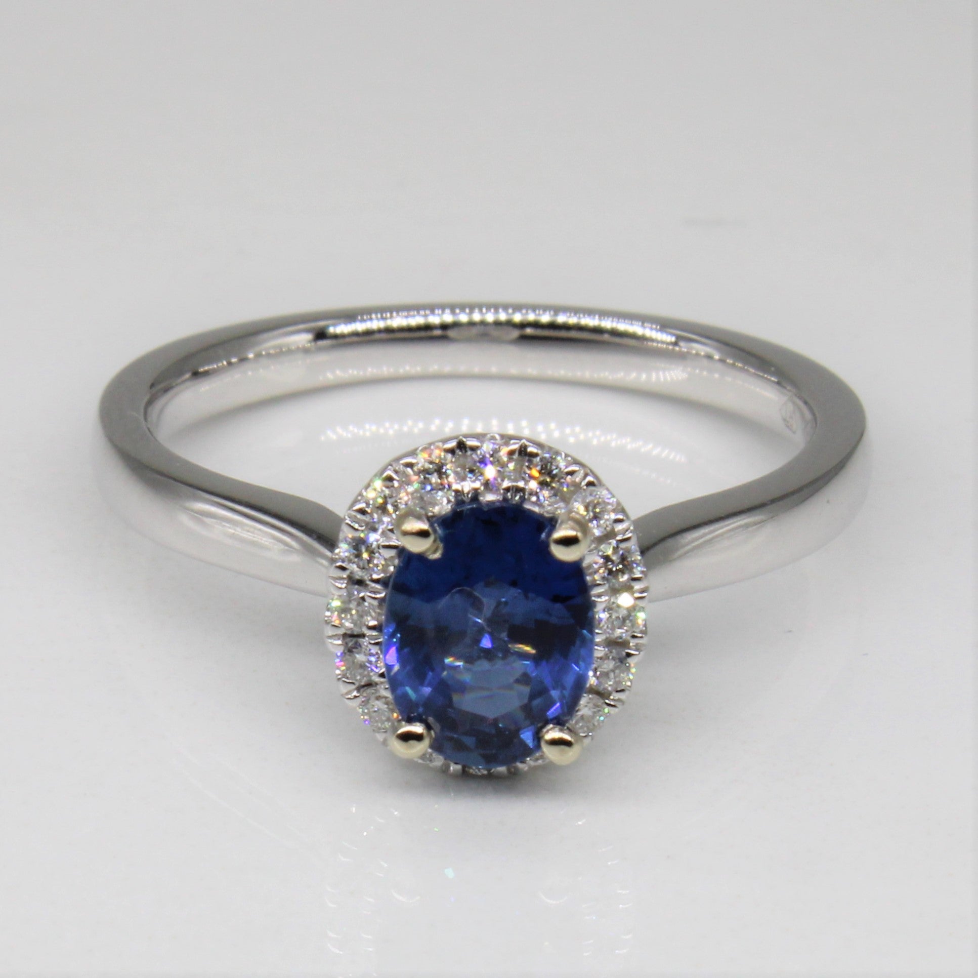 Sapphire & Diamond Halo Ring | 1.00ct, 0.12ctw | SZ 6.5 |