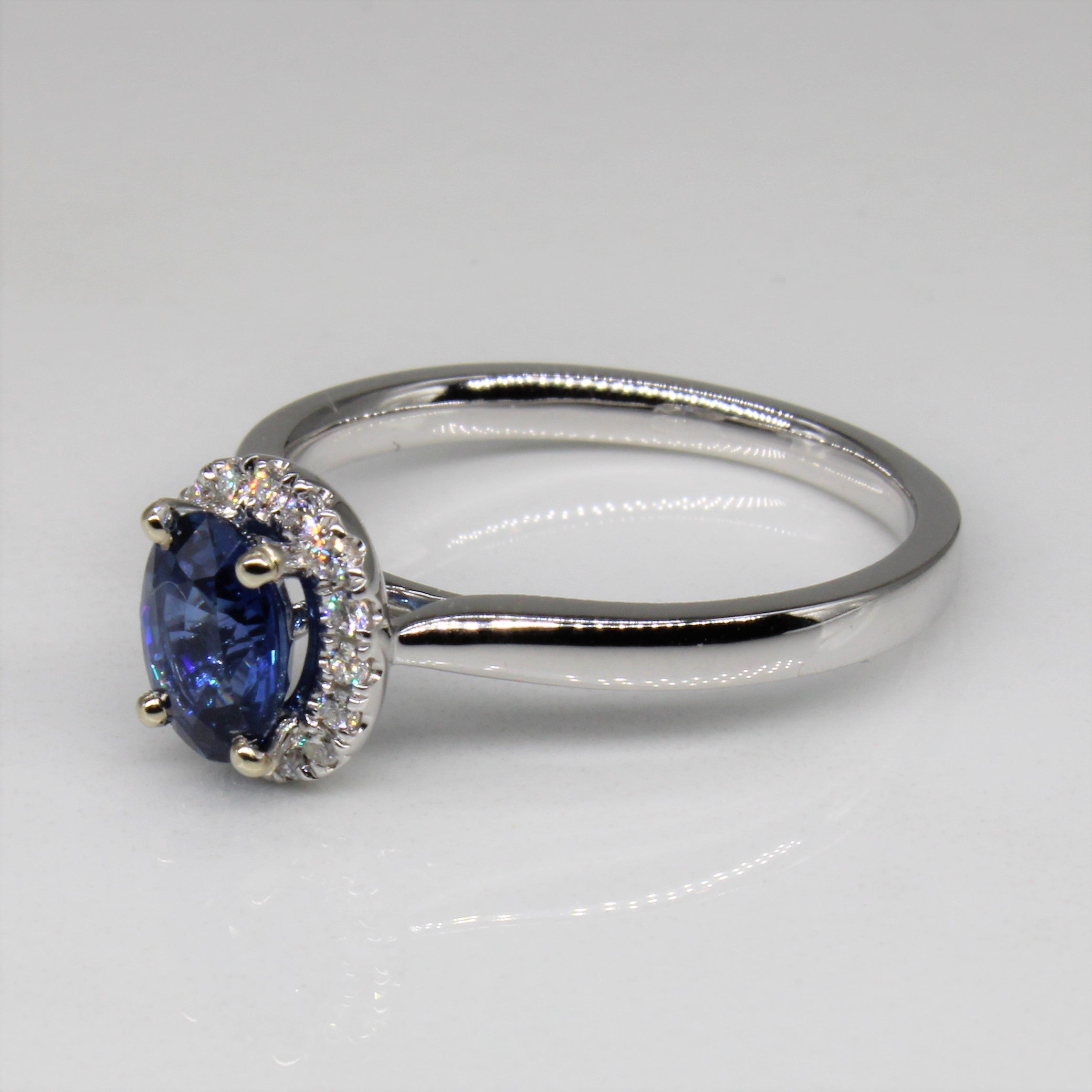 Sapphire & Diamond Halo Ring | 1.00ct, 0.12ctw | SZ 6.5 |