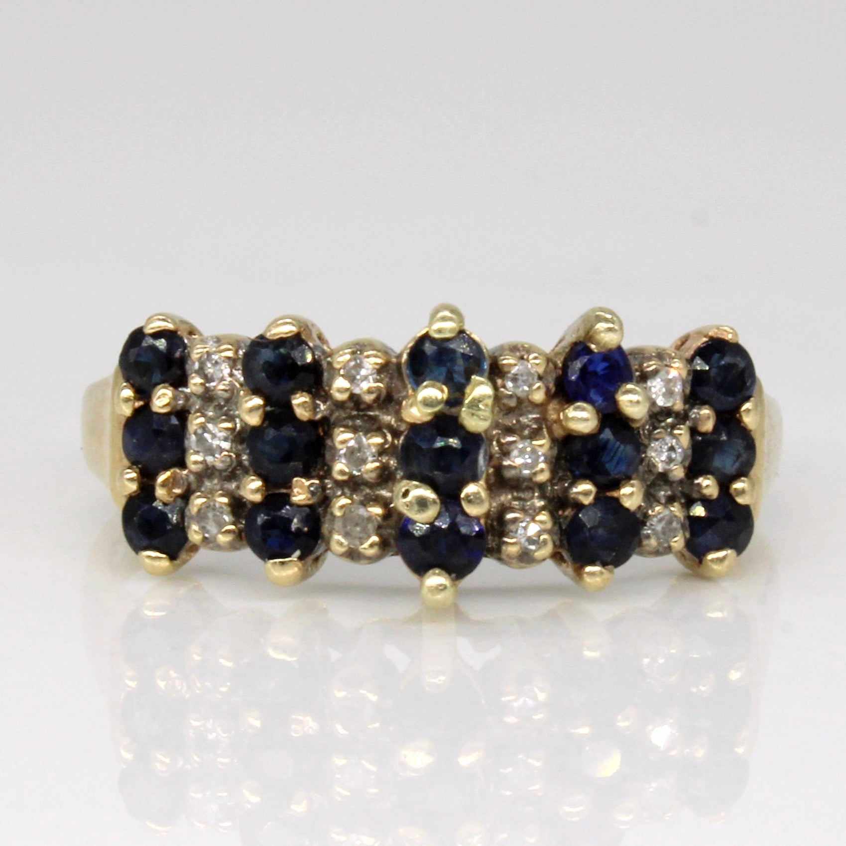 Sapphire & Diamond High Set Peak Ring | 0.52ctw, 0.03ctw | SZ 7.5 |