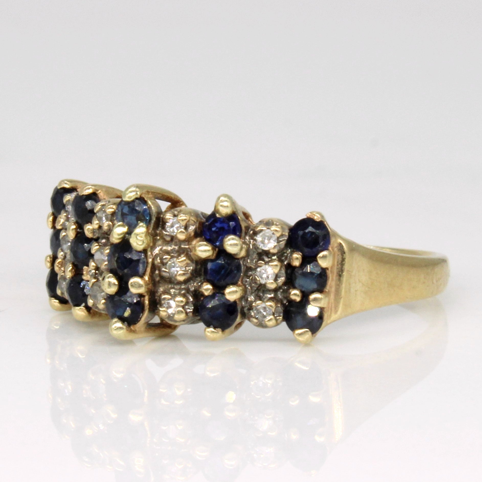 Sapphire & Diamond High Set Peak Ring | 0.52ctw, 0.03ctw | SZ 7.5 |