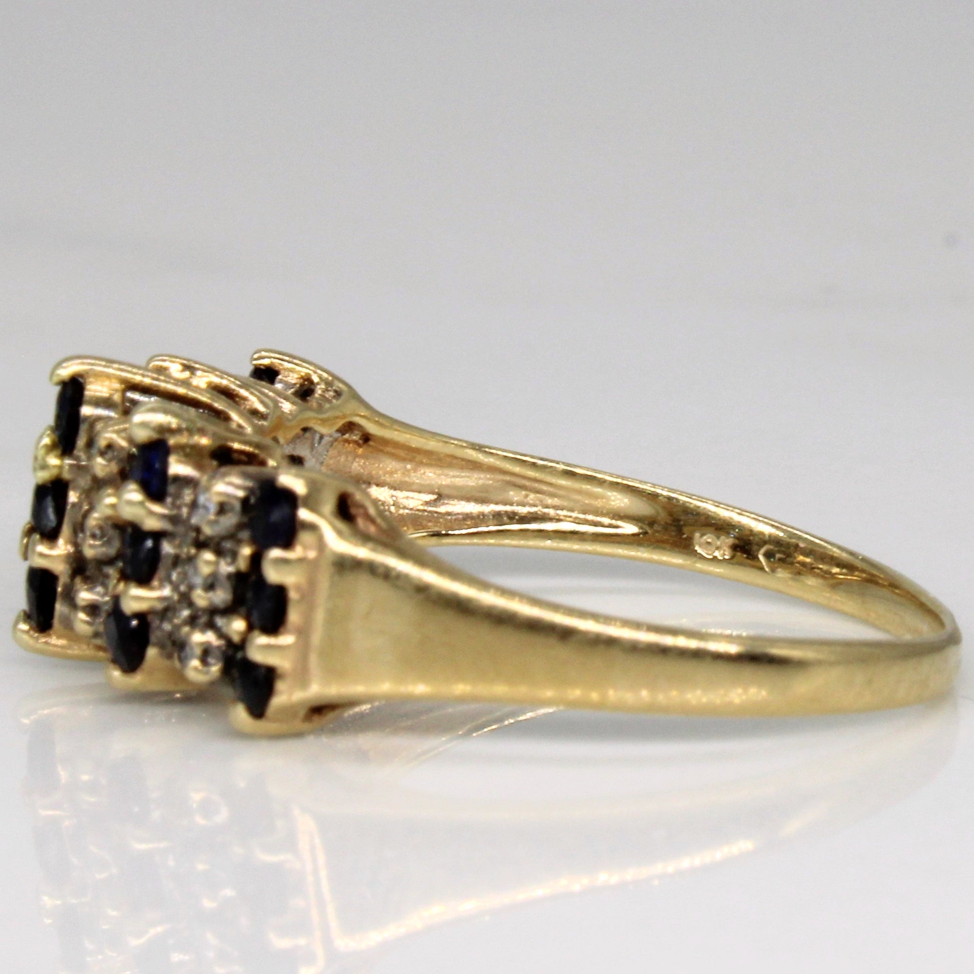 Sapphire & Diamond High Set Peak Ring | 0.52ctw, 0.03ctw | SZ 7.5 |