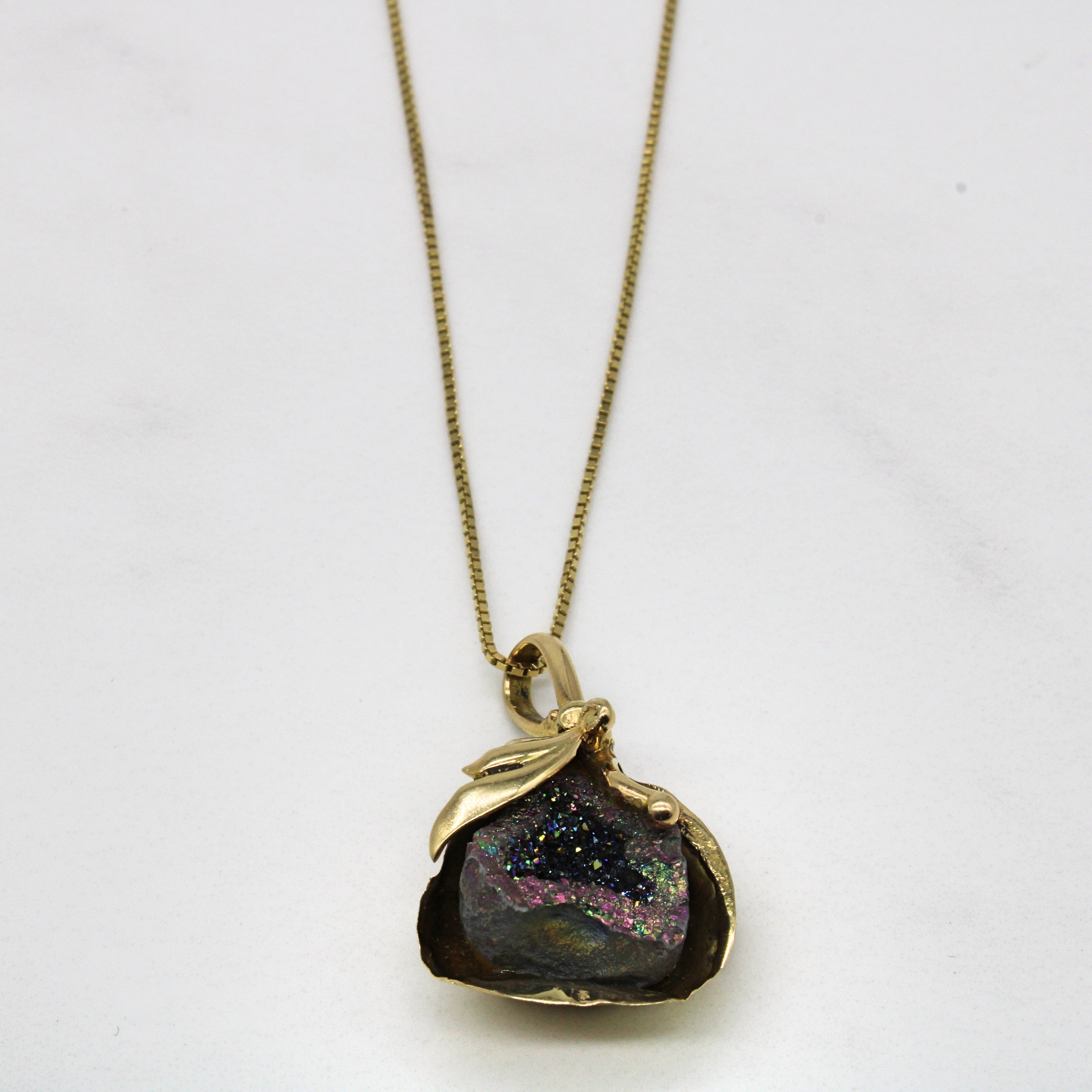Treated Quartz Geode Necklace | 18" |