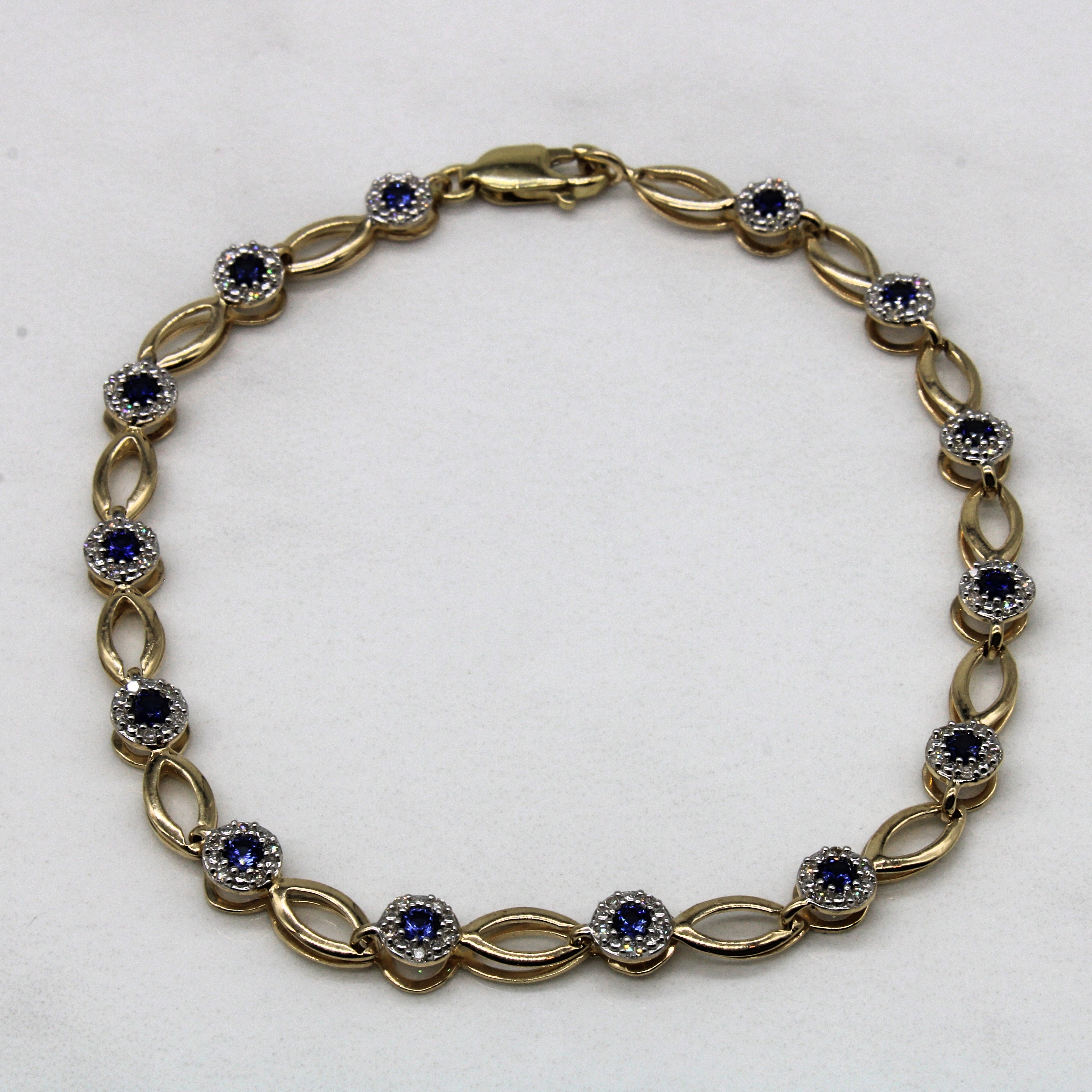 Synthetic Sapphire & Diamond Bracelet | 0.56ctw, 0.20ctw | 7" |