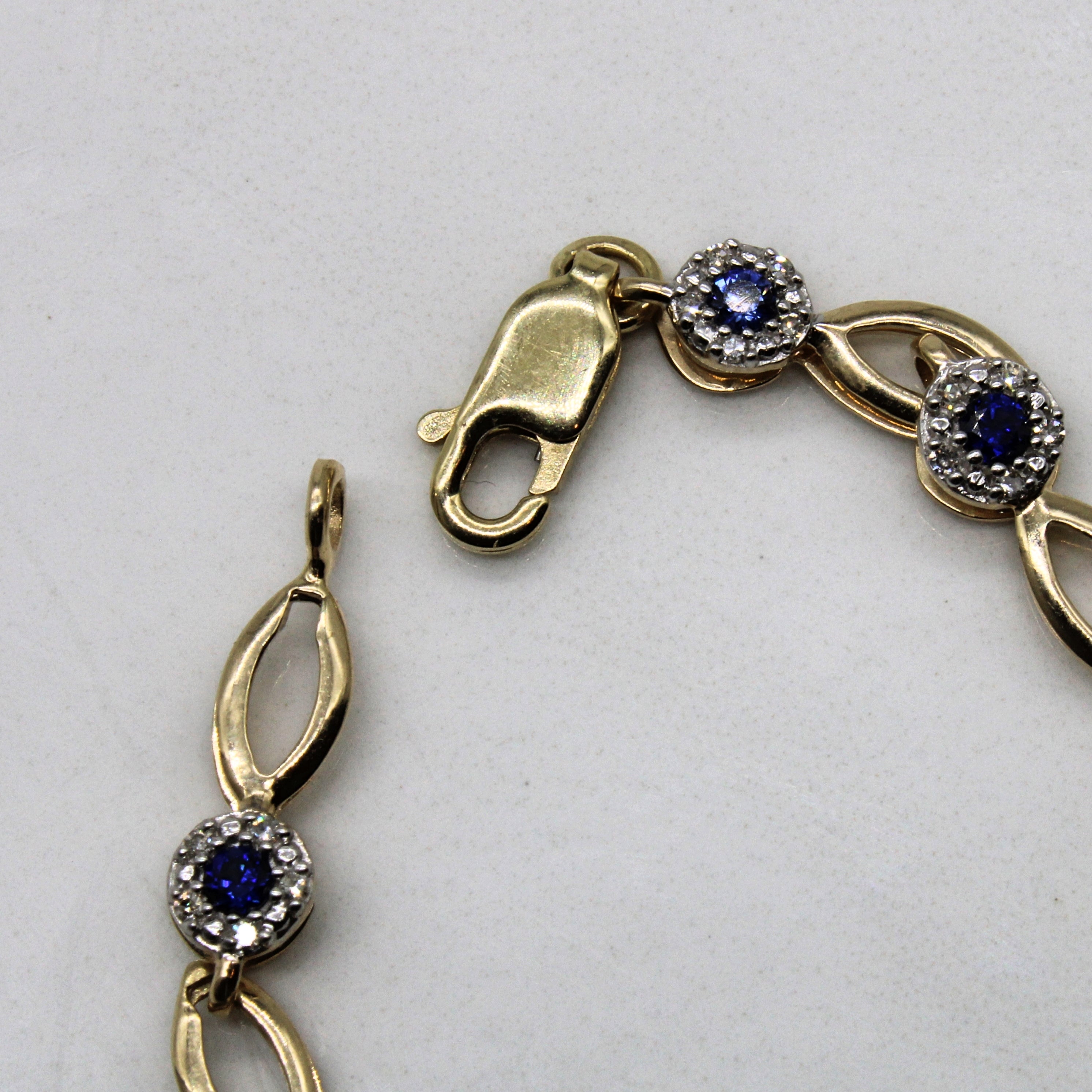 Synthetic Sapphire & Diamond Bracelet | 0.56ctw, 0.20ctw | 7" |