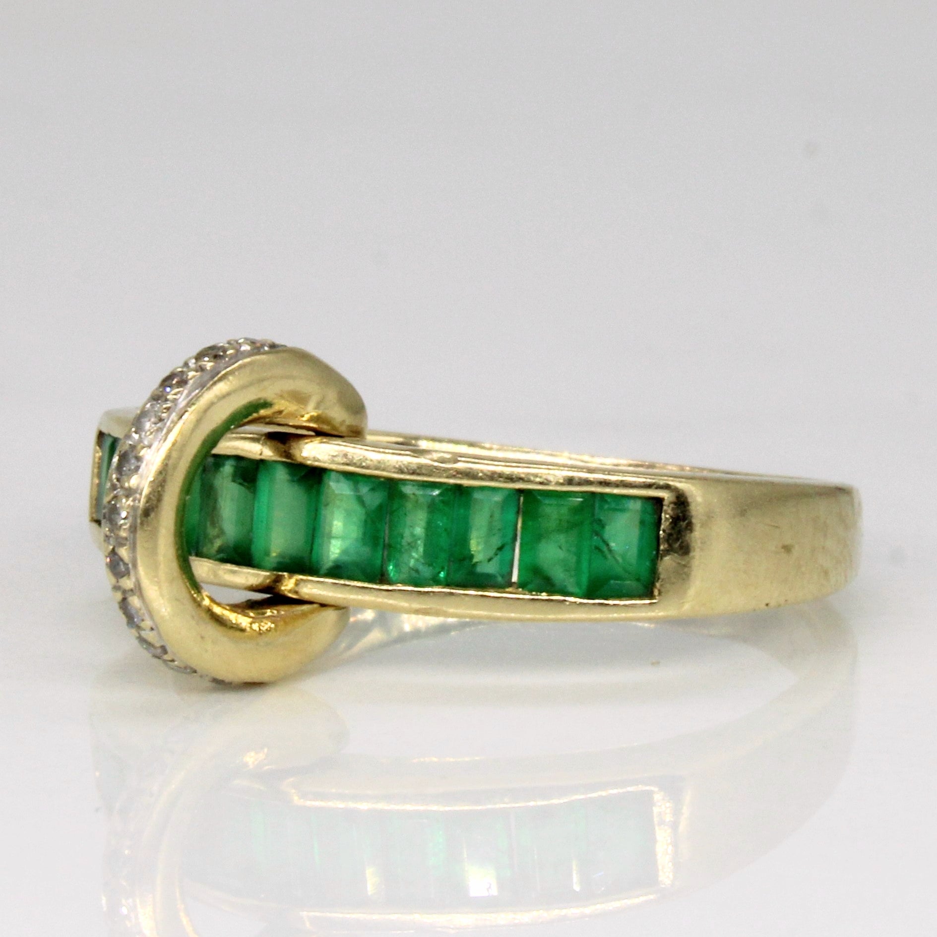 Emerald & Diamond Pierced Ring | 0.60ctw, 0.04ctw | SZ 8.25 |
