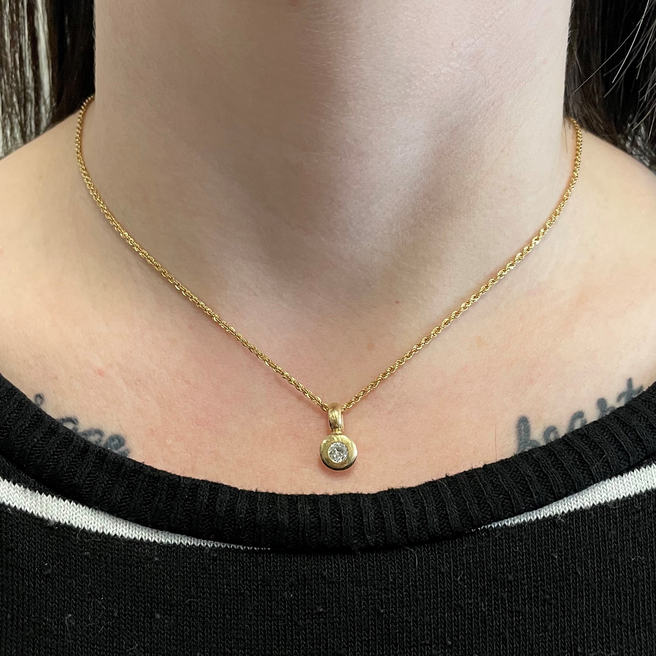 Bezel Set Diamond Drop Necklace | 0.32ct | 18" |