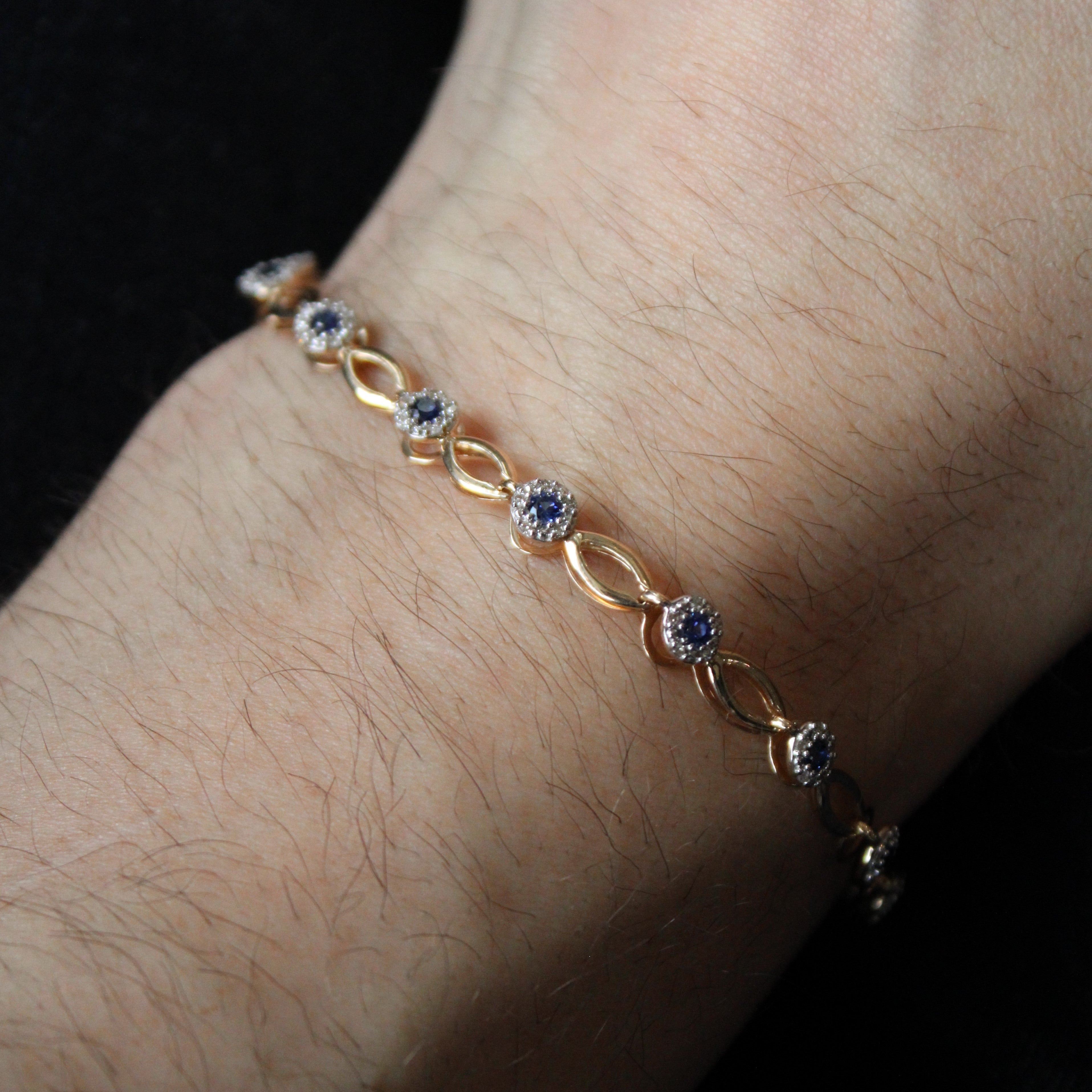 Synthetic Sapphire & Diamond Bracelet | 0.56ctw, 0.20ctw | 7" |