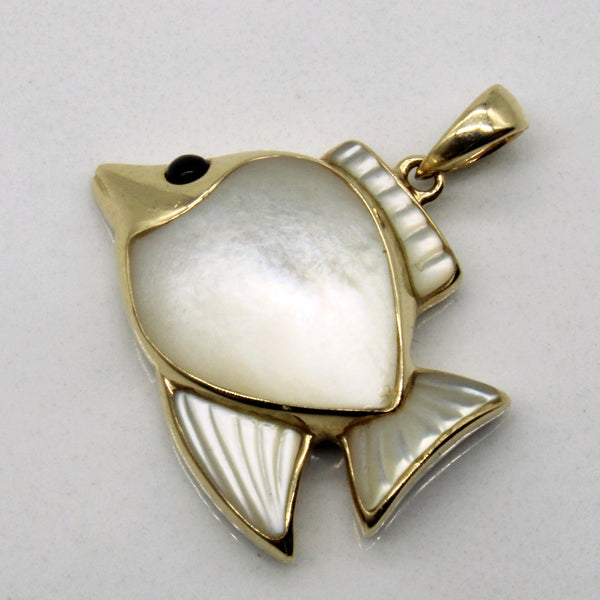 Mother of Pearl & Onyx Fish Pendant | 2.00ctw, 0.02ct |