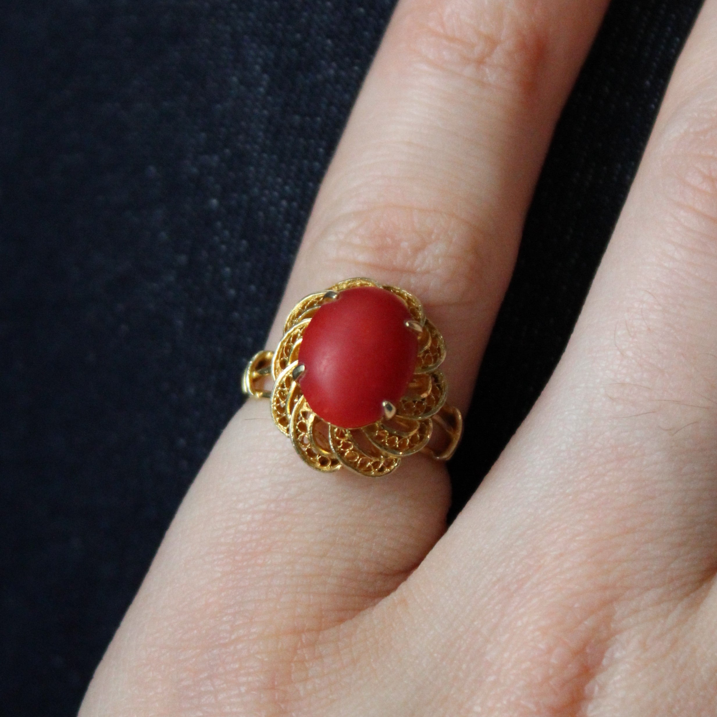 Vivid Coral Cocktail Ring | 2.00ct | SZ 4.75 |