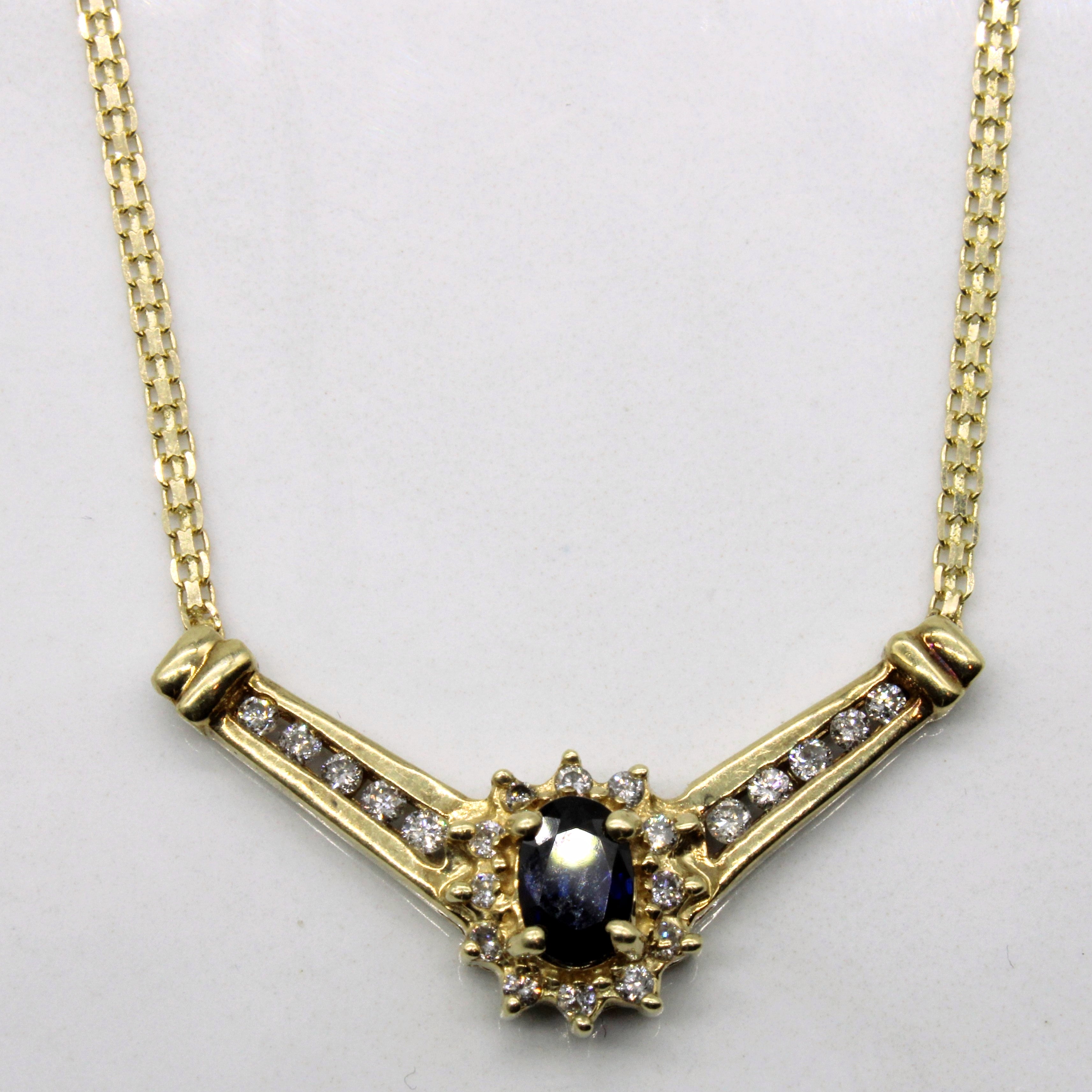 Sapphire & Diamond Necklace | 0.38ct, 0.14ctw | 16" |
