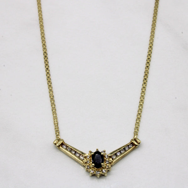 Sapphire & Diamond Necklace | 0.38ct, 0.14ctw | 16