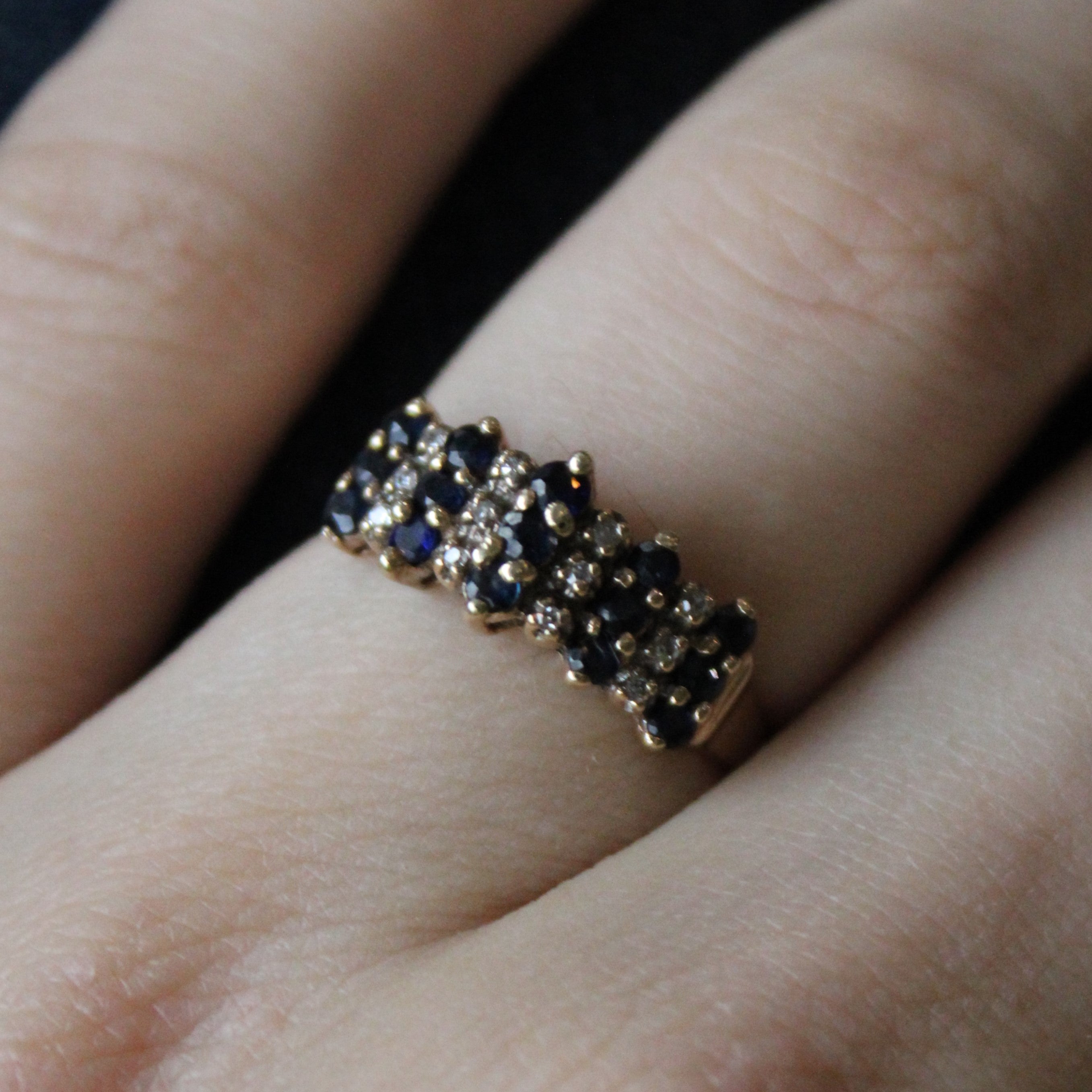 Sapphire & Diamond High Set Peak Ring | 0.52ctw, 0.03ctw | SZ 7.5 |