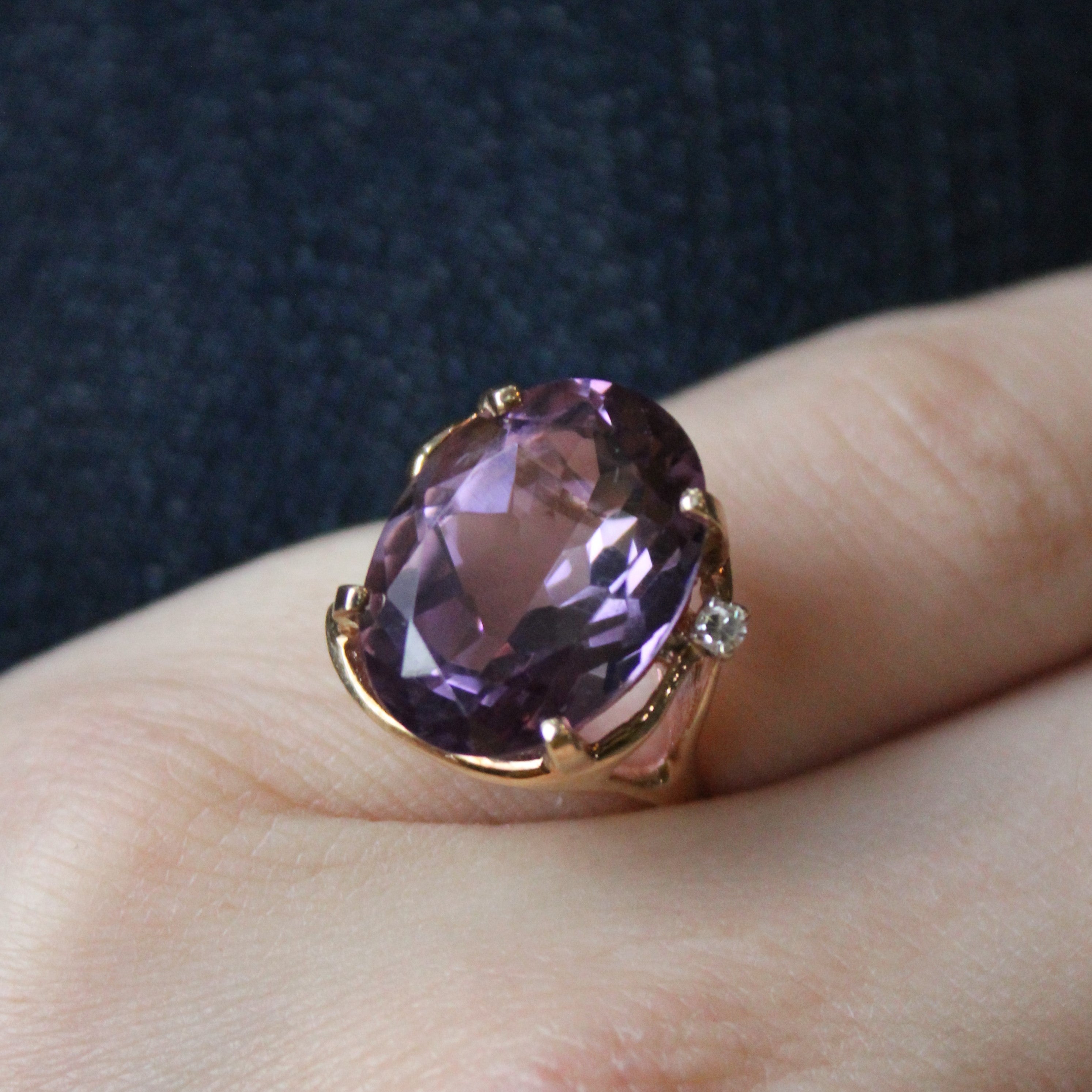 Amethyst & Diamond Cocktail Ring | 7.65ct, 0.03ct | SZ 7 |