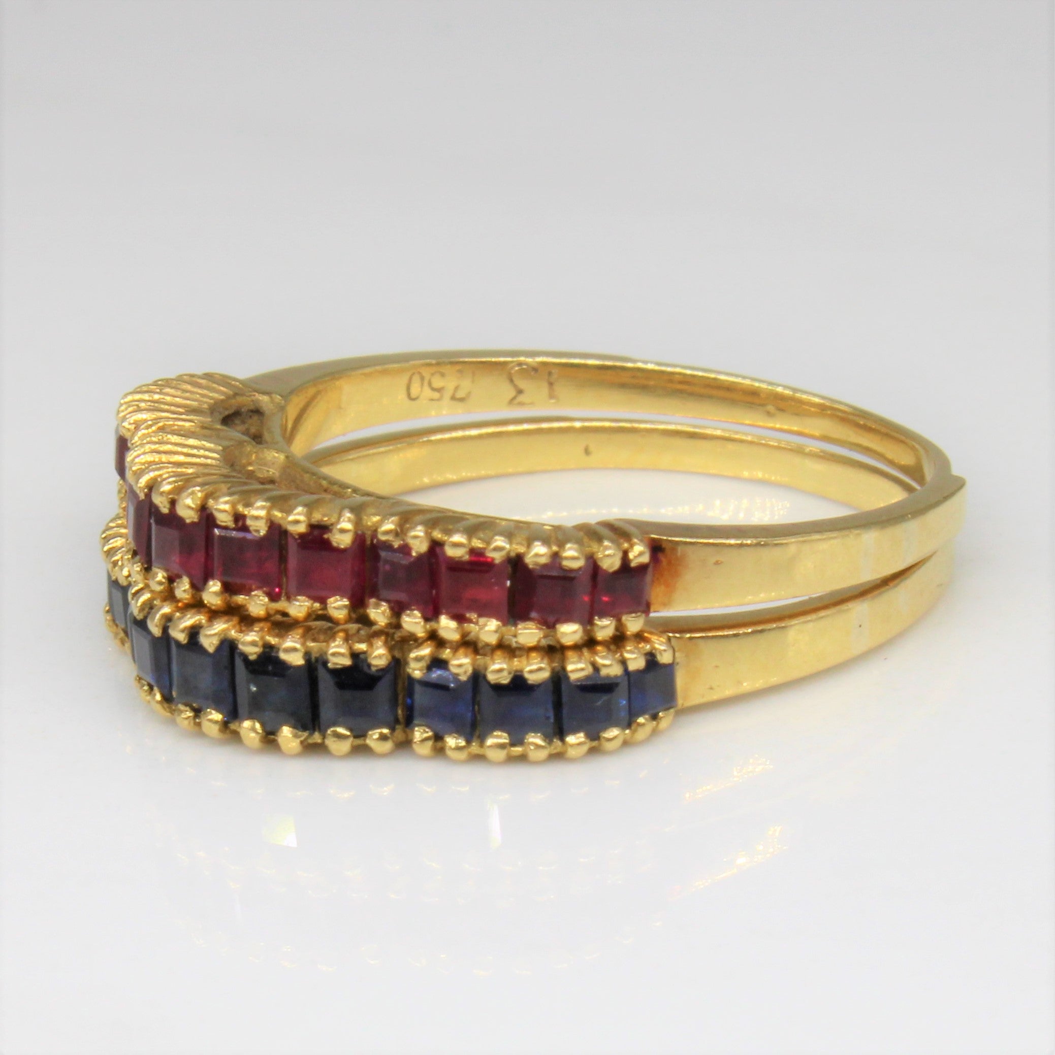 Ruby & Sapphire Ring Set | 1.30ctw | SZ 6.5 |