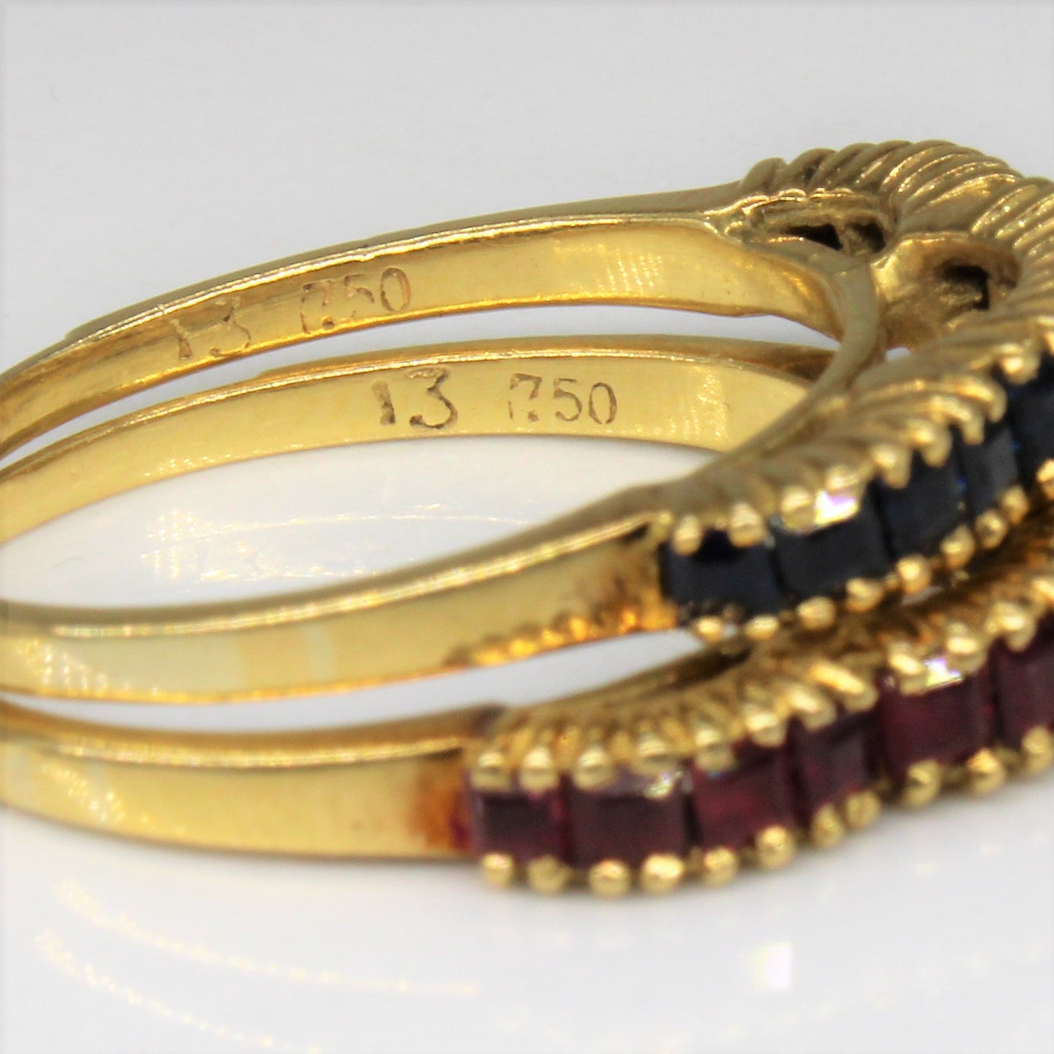 Ruby & Sapphire Ring Set | 1.30ctw | SZ 6.5 |