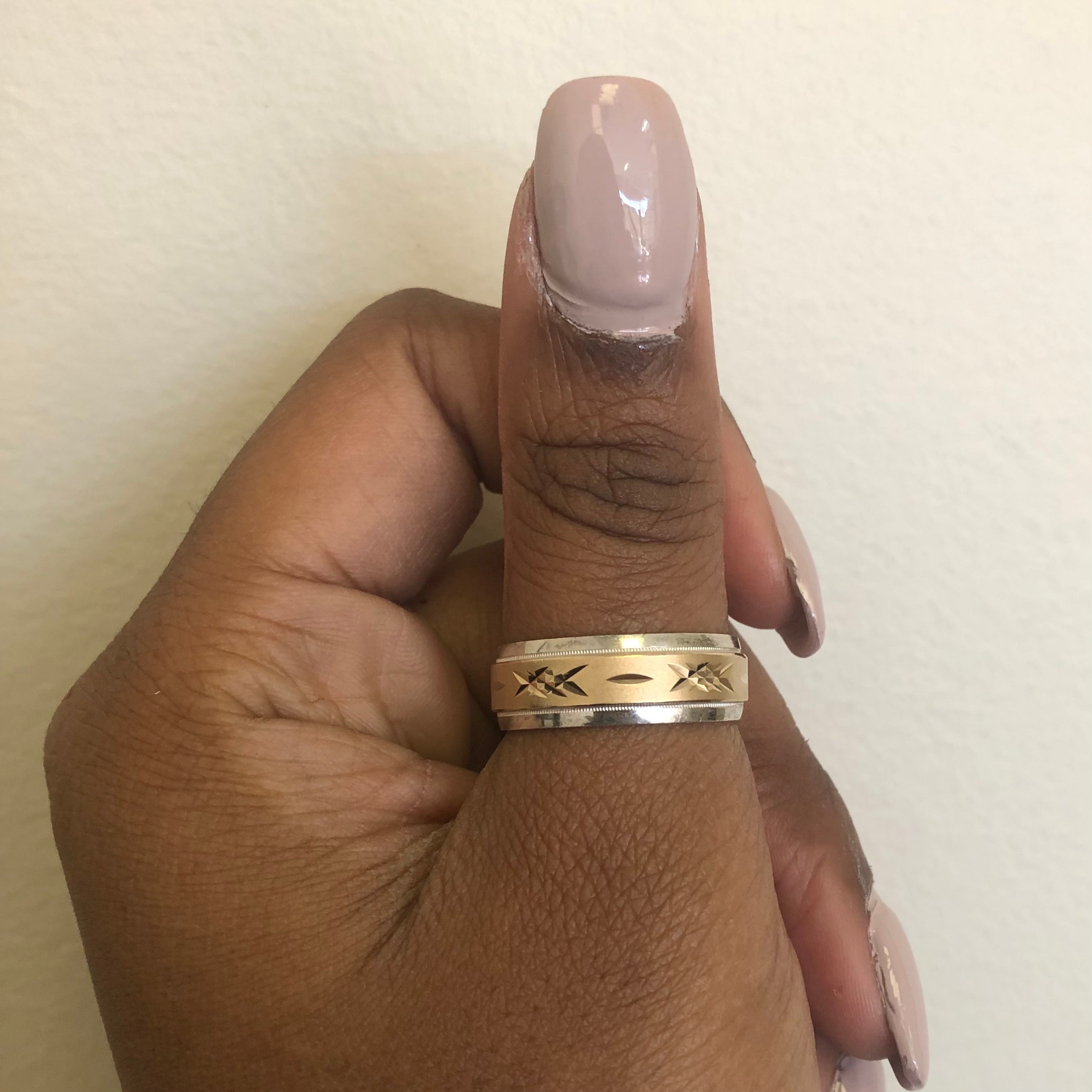 Yellow Gold & Sterling Silver Diamond Cut Band | SZ 11 |