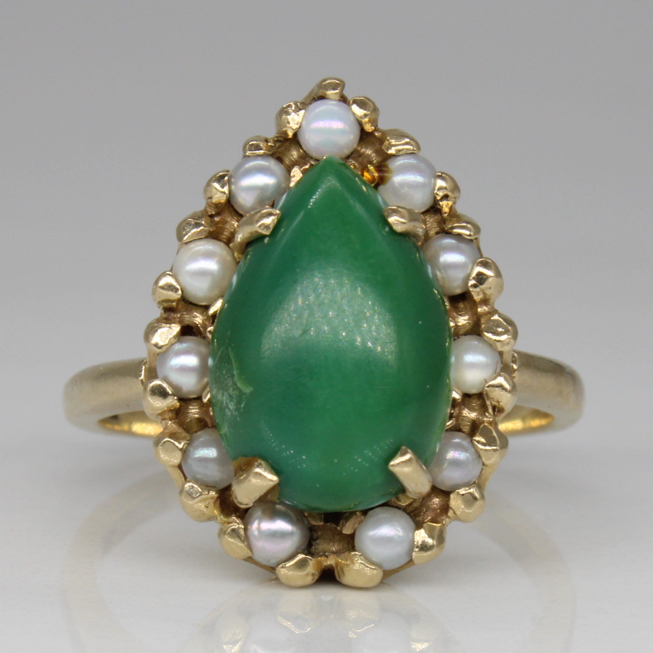 Turquoise Cabochon & Pearl Cocktail Ring | 4.00ct | SZ 8.25 |