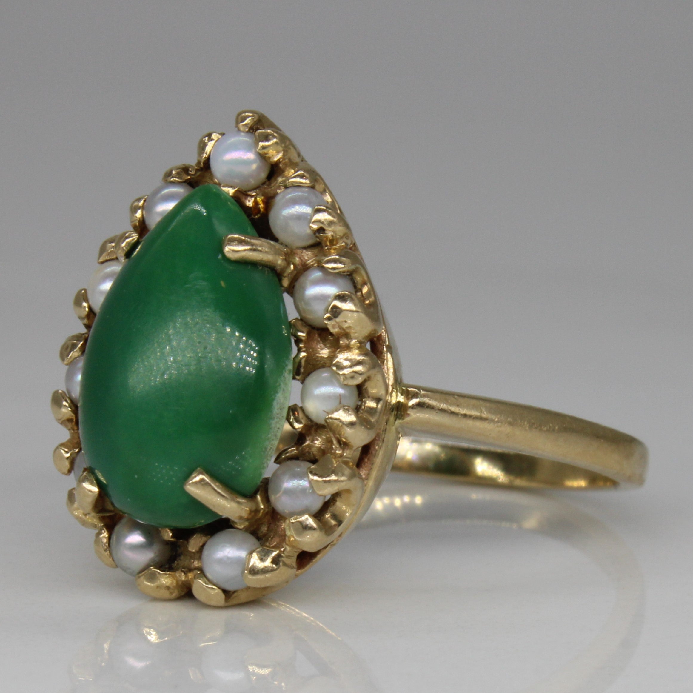 Turquoise Cabochon & Pearl Cocktail Ring | 4.00ct | SZ 8.25 |