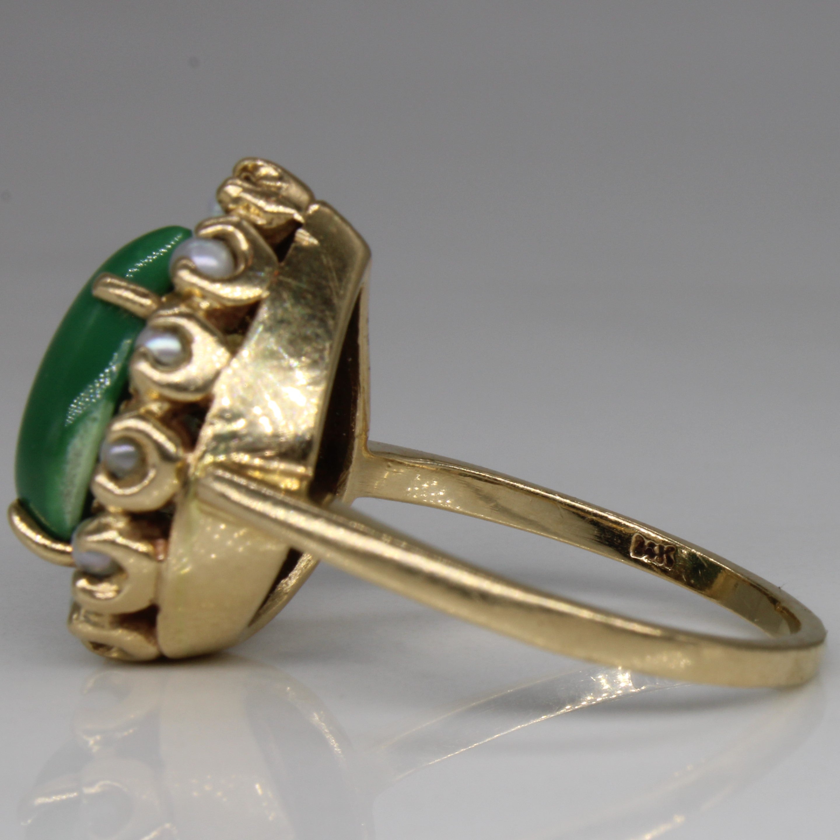 Turquoise Cabochon & Pearl Cocktail Ring | 4.00ct | SZ 8.25 |