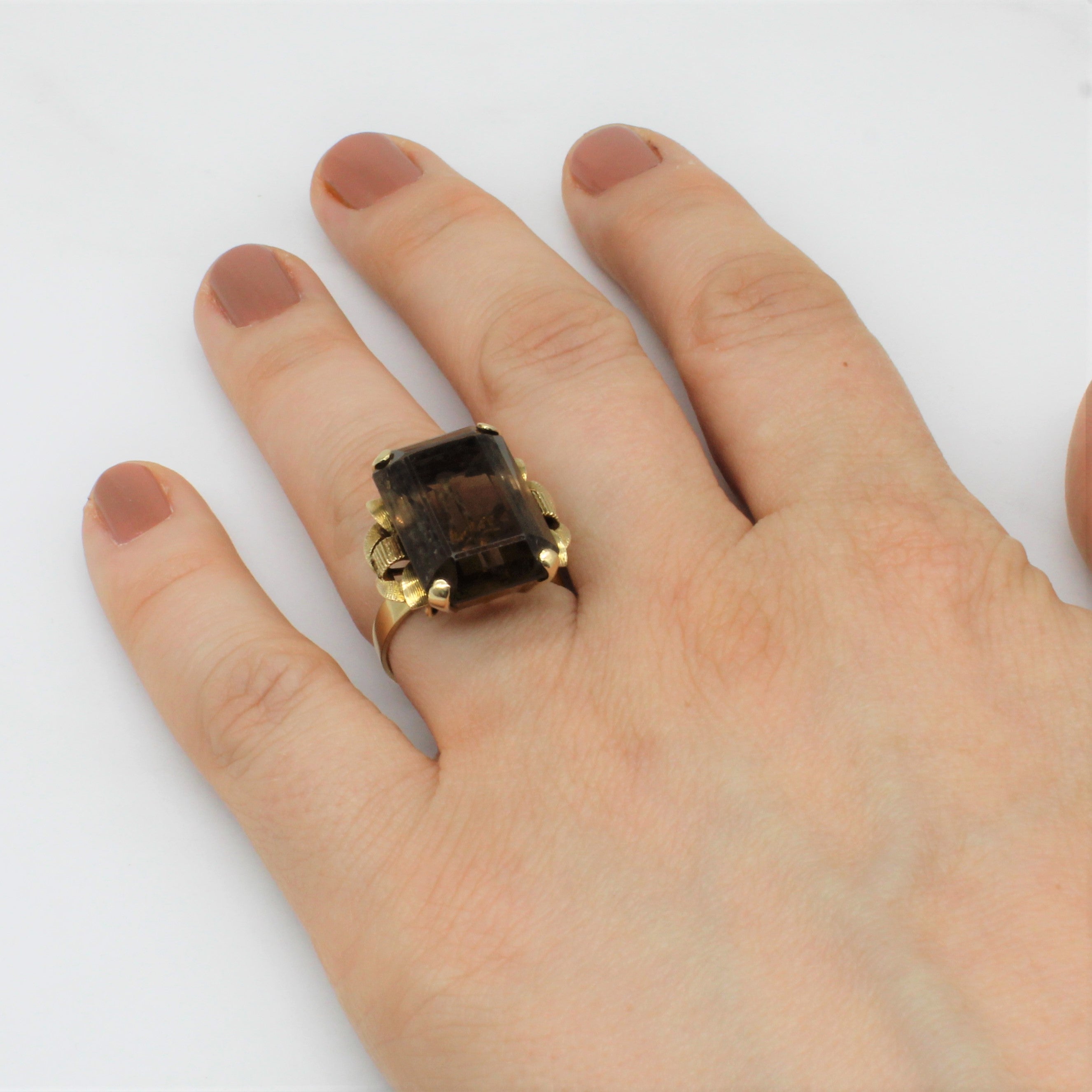 Smokey Quartz Cocktail Ring | 13.75ct | SZ 7.5 |