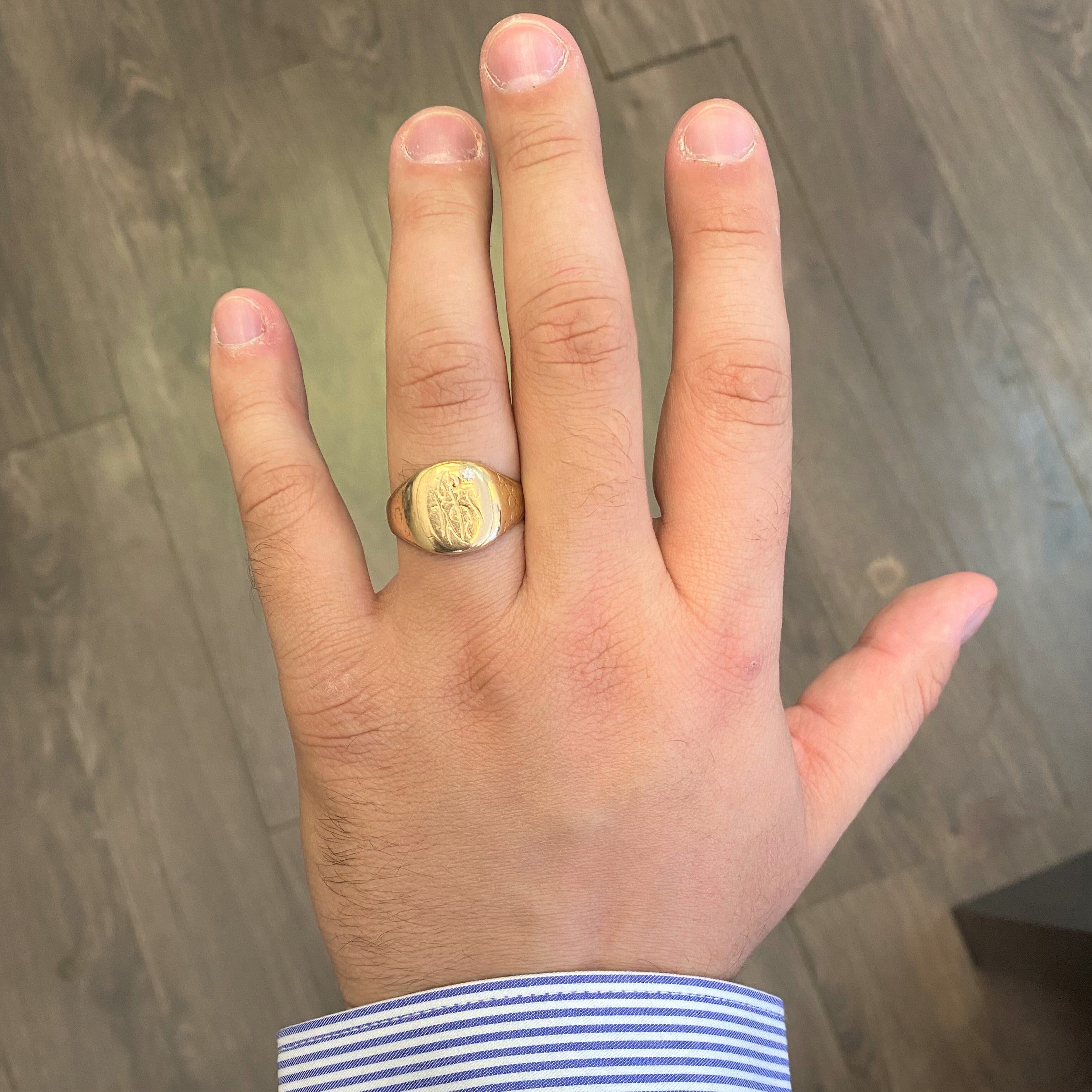 Diamond Signet Ring Circa 1950's | 0.03 ct | SZ 12.75 |