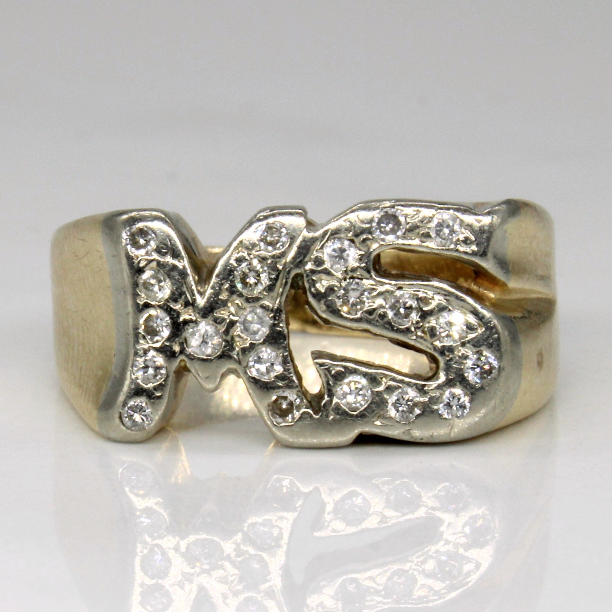 Bague initiale en diamant « MS » | 0,11 ct | Taille 6 |