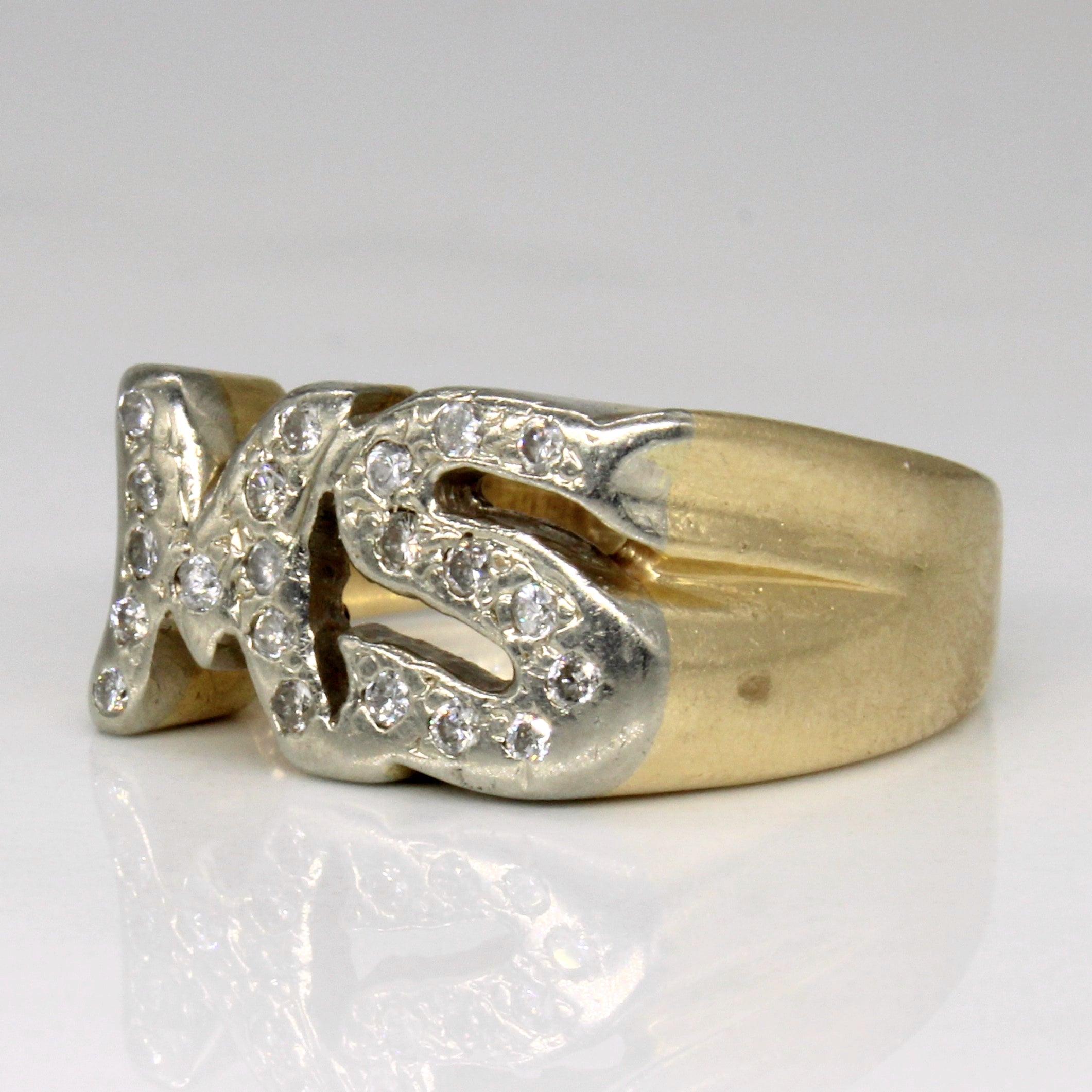 Bague initiale en diamant « MS » | 0,11 ct | Taille 6 |