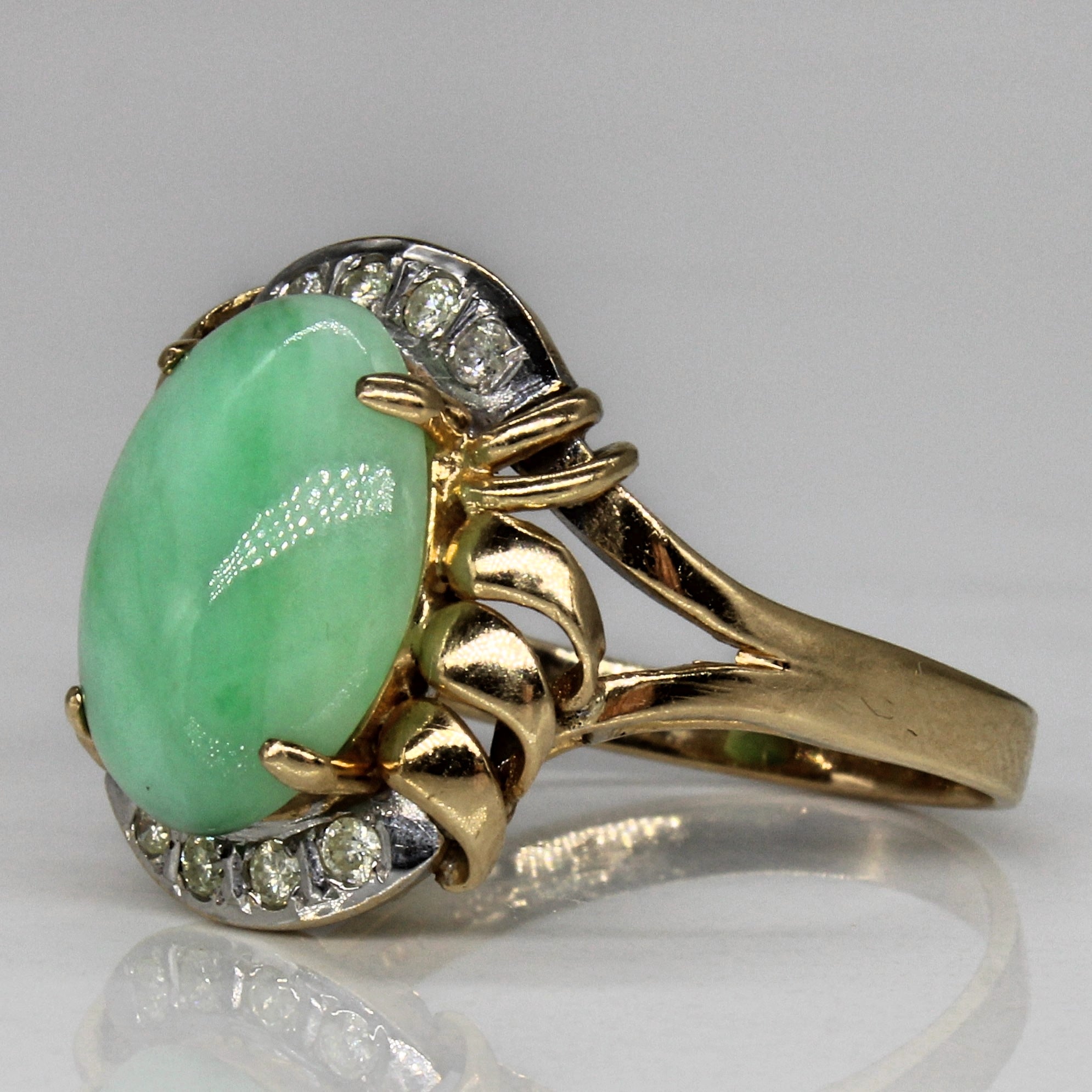 Jadeite & Diamond Cocktail Ring | 5.00ct, 0.16ctw | SZ 7.25 |
