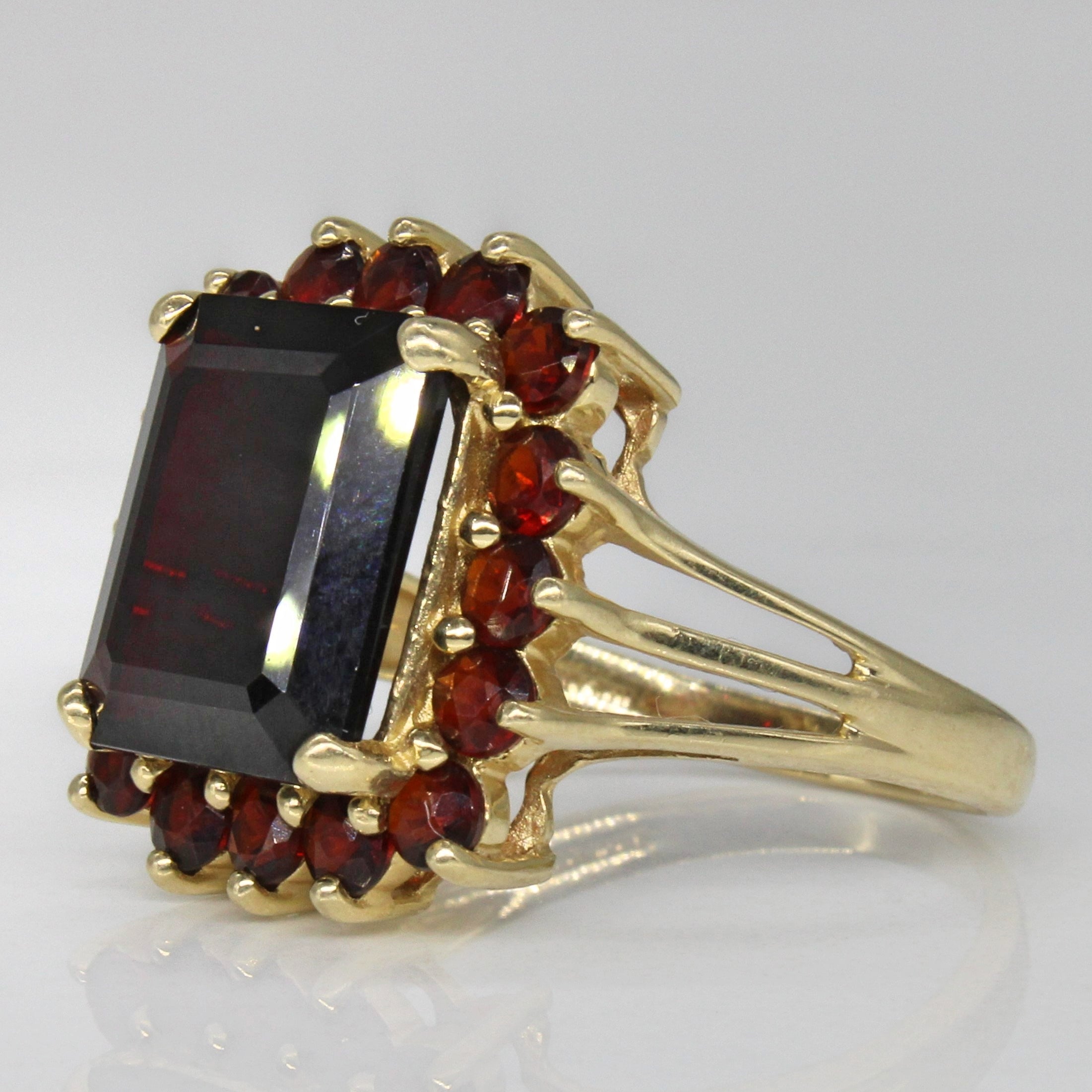 Garnet Halo Cocktail Ring | 8.89ctw | SZ 9 |