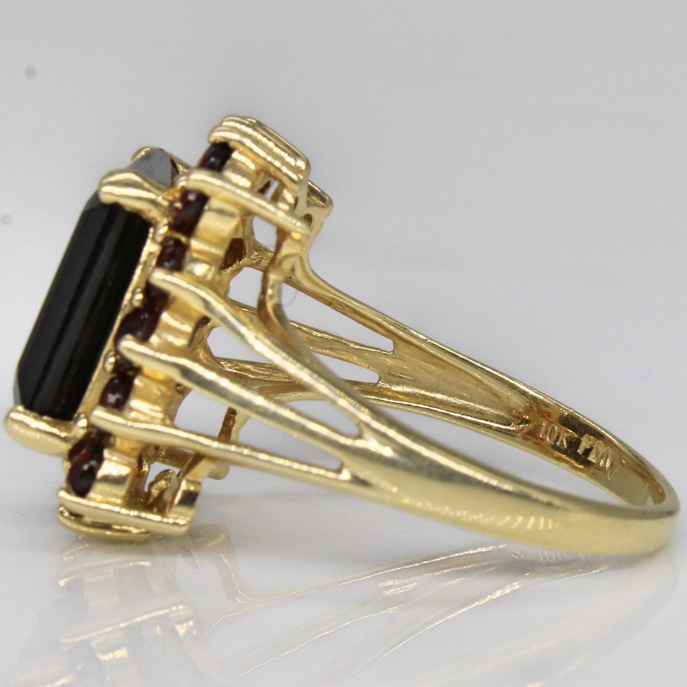 Garnet Halo Cocktail Ring | 8.89ctw | SZ 9 |