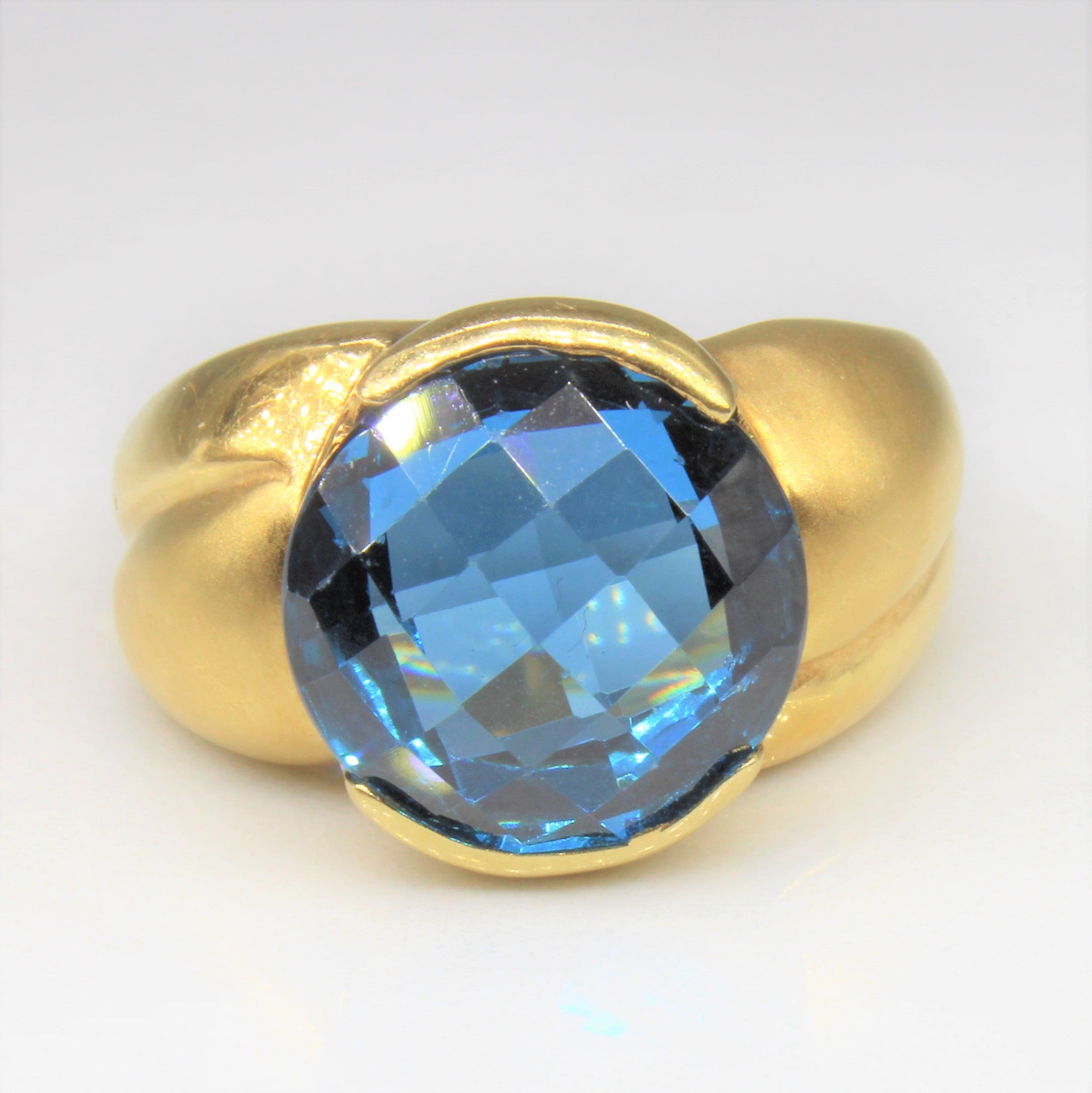 Checker Cut Blue Topaz Cocktail Ring | 4.50ct | SZ 6.75 |